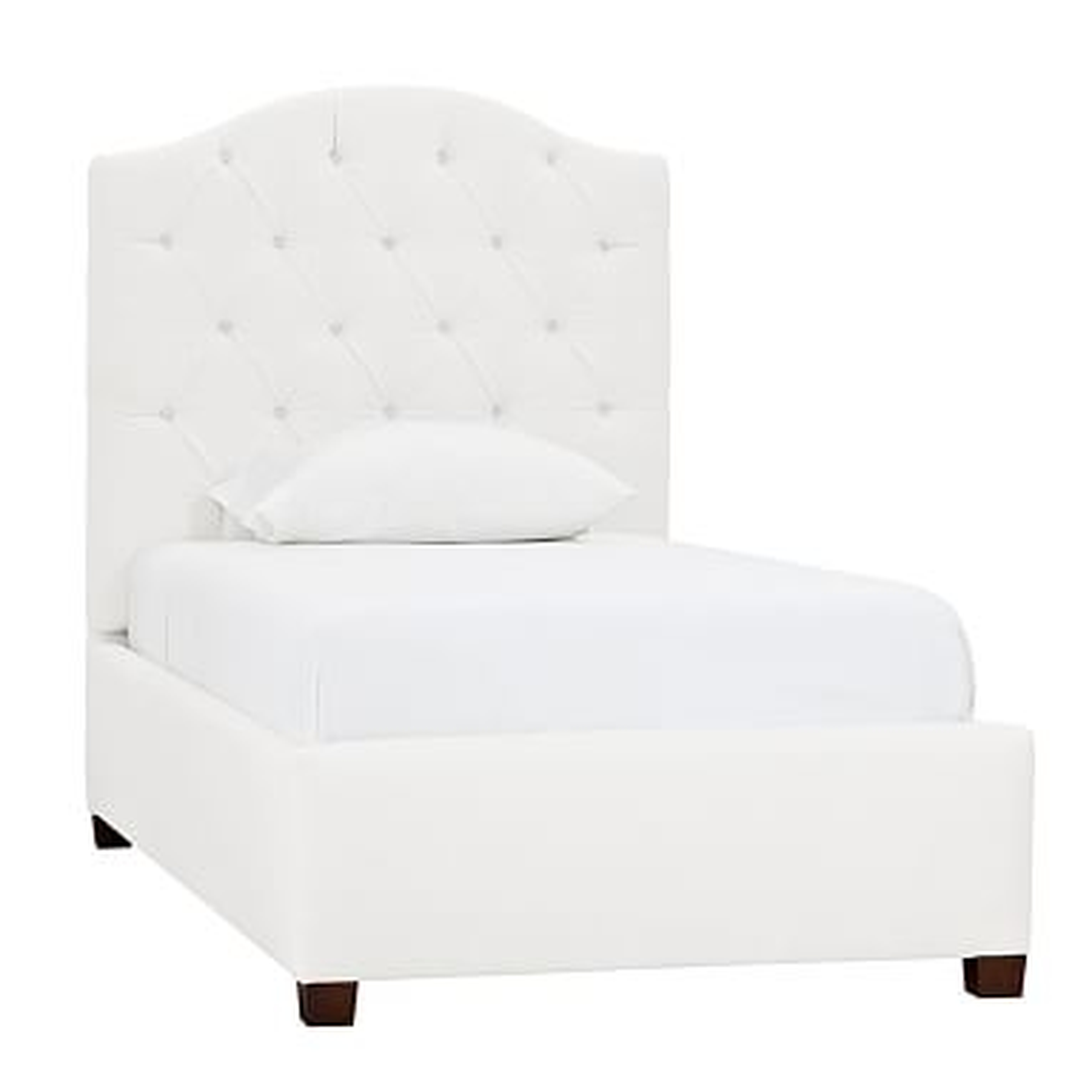 Eliza Tufted Complete Bed, Twin,Washed Linen Cotton, White - Pottery Barn Teen