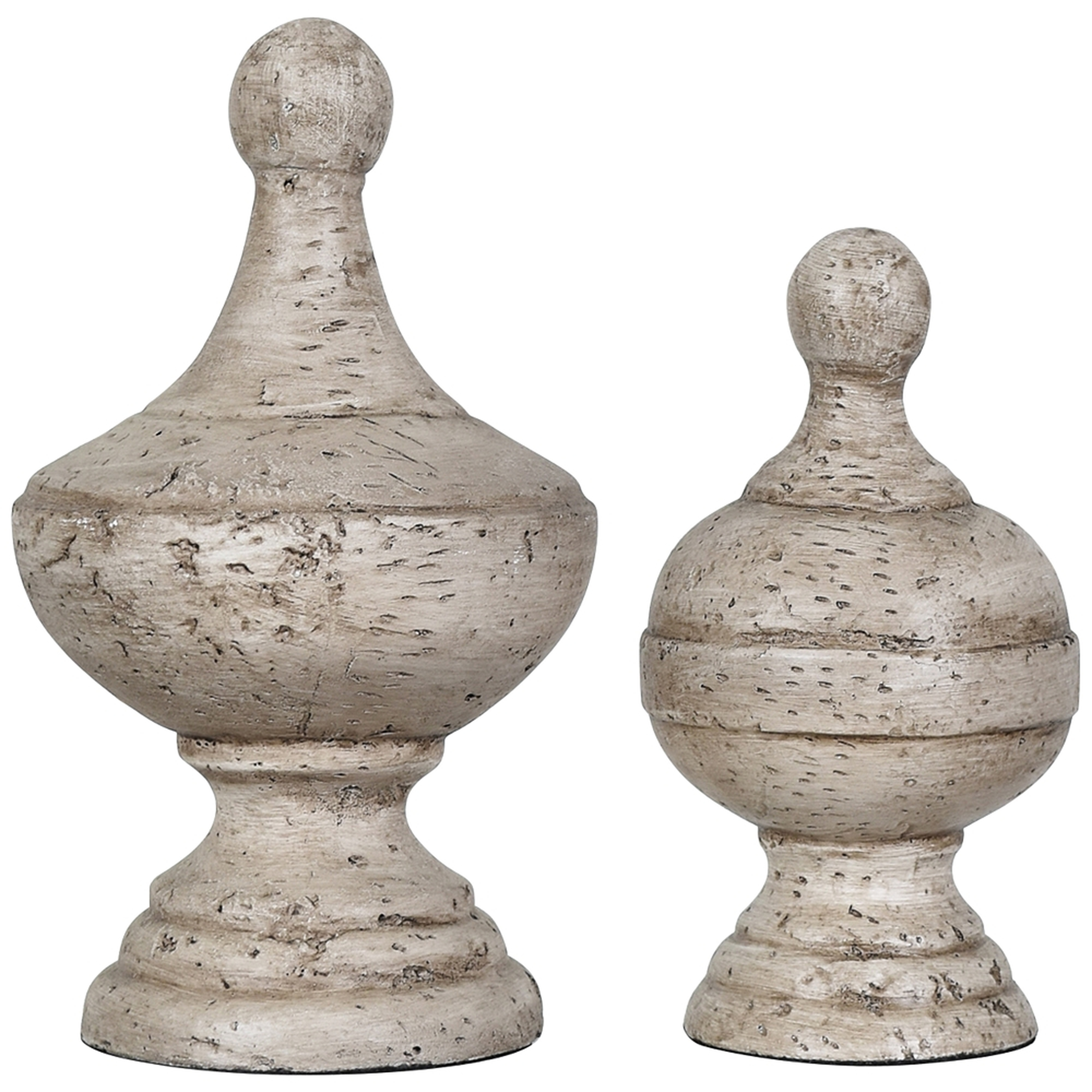 Crestview Collection Antique White Post Finials Set of 2 - Style # 74W34 - Lamps Plus