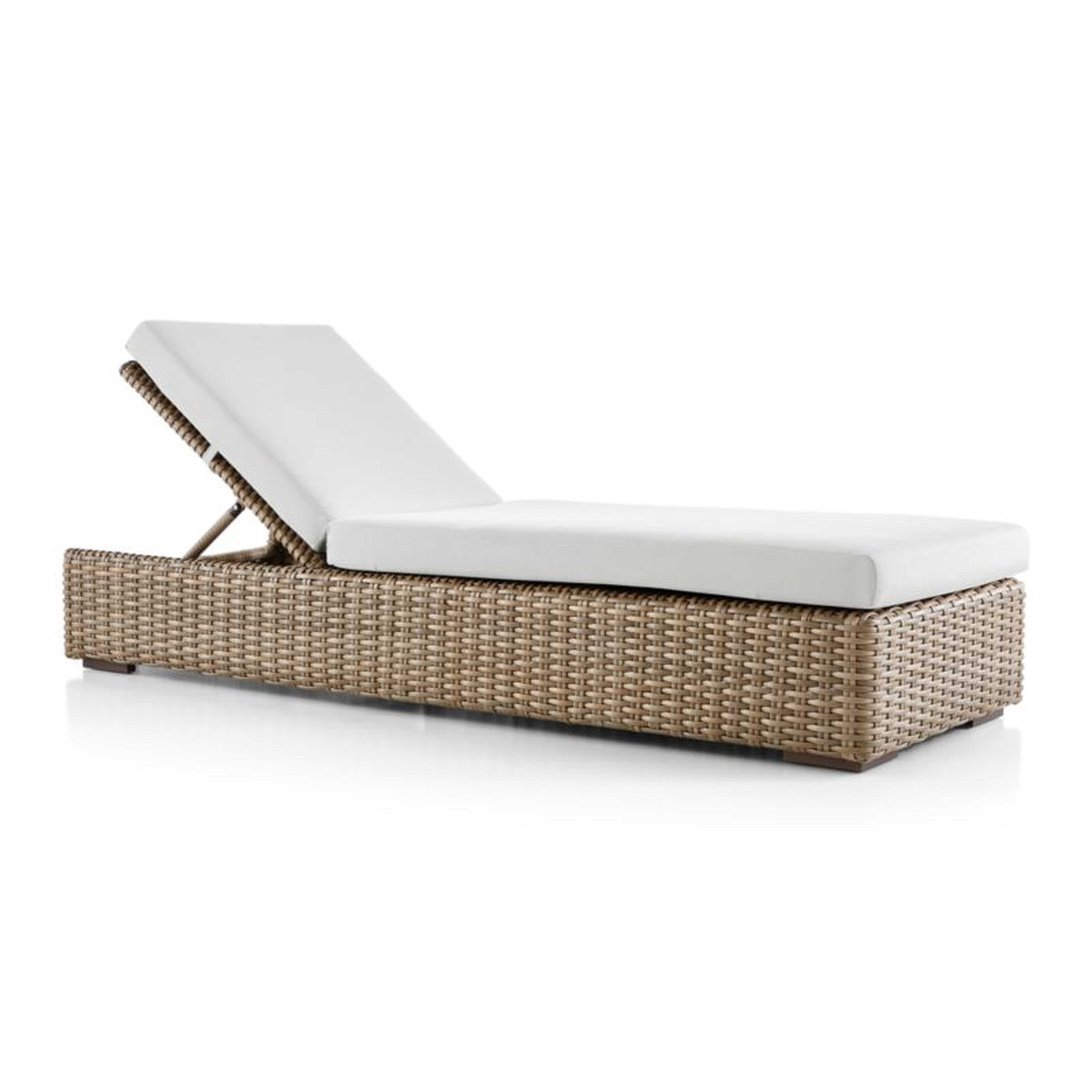 Abaco Resin Wicker Outdoor Chaise Lounge with Natural Sunbrella ® Cushion - Crate and Barrel