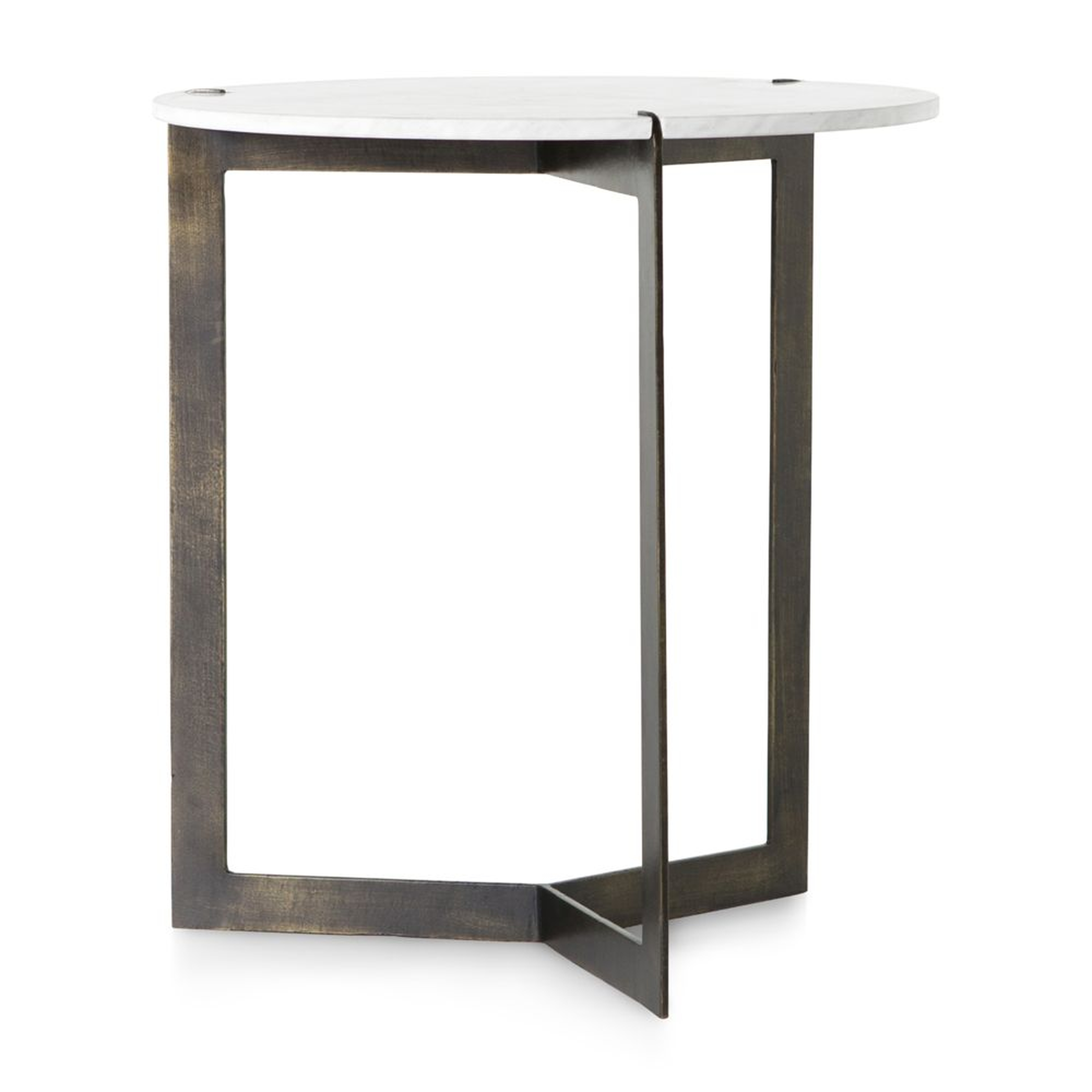 Kace White Marble End Table - Crate and Barrel