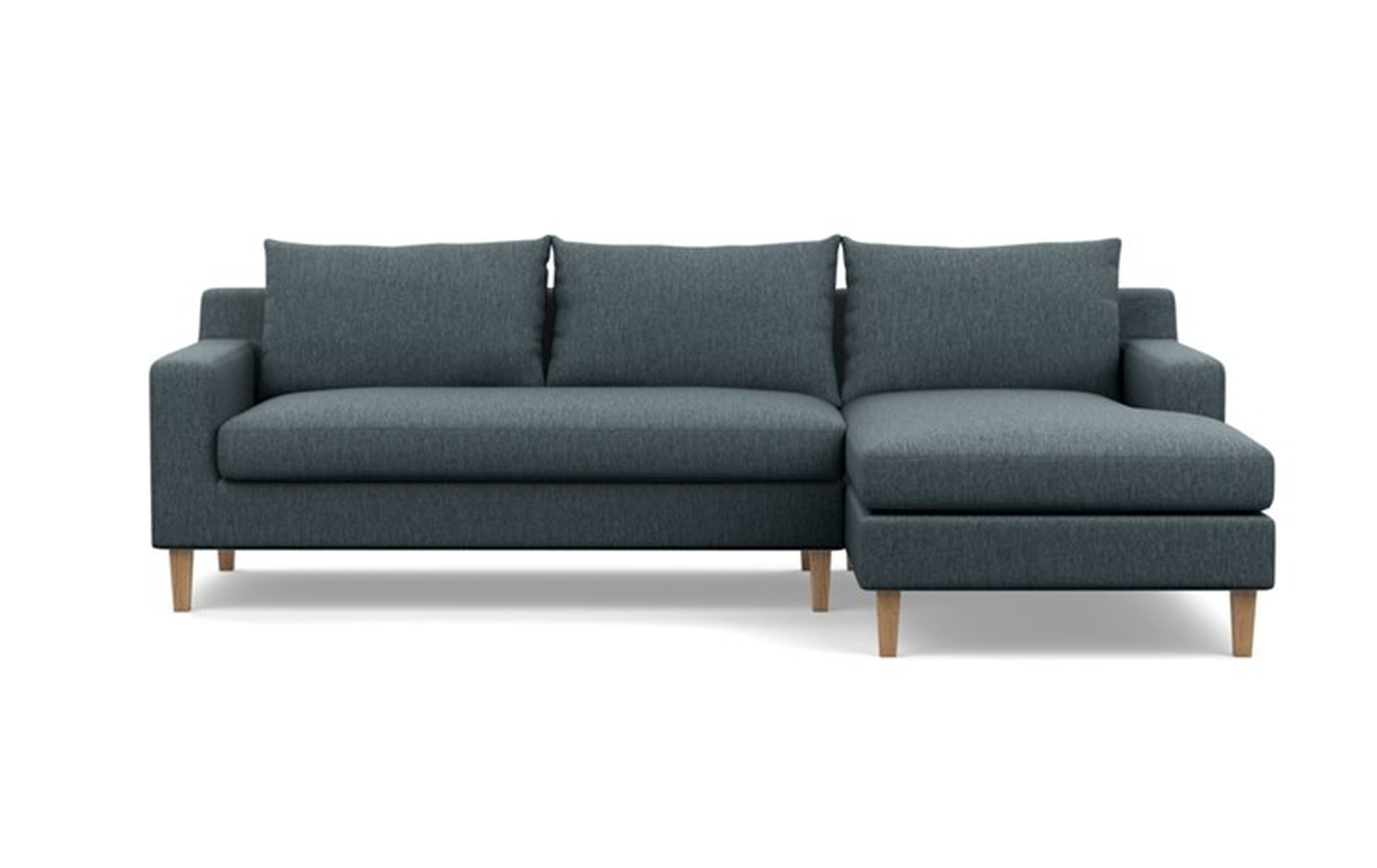 Sloan Right Sectional with Blue Rain Fabric and Natural Oak legs - Interior Define
