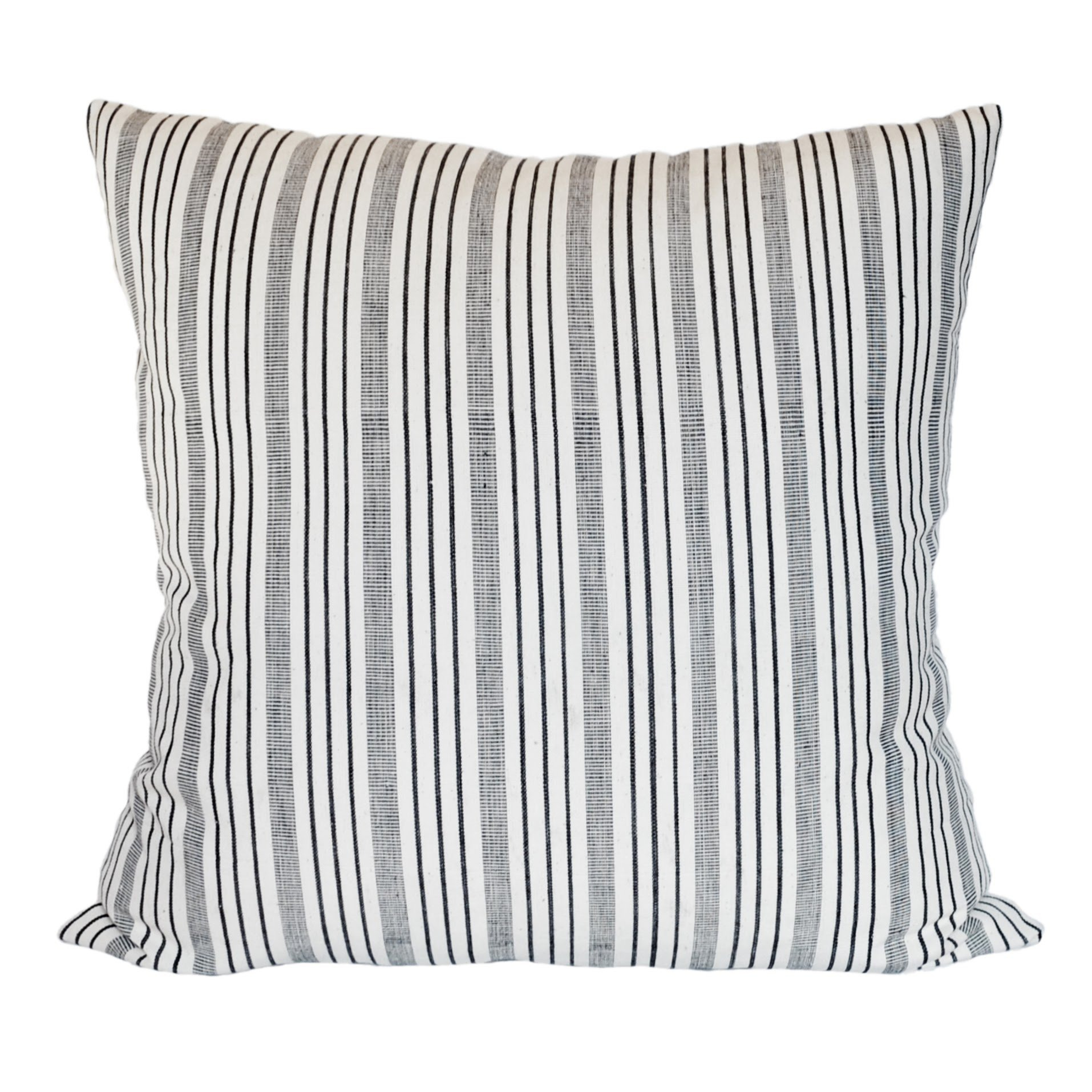 Handwoven Black and Cream Variegated Stripe Pillow cover and insert - PillowPia
