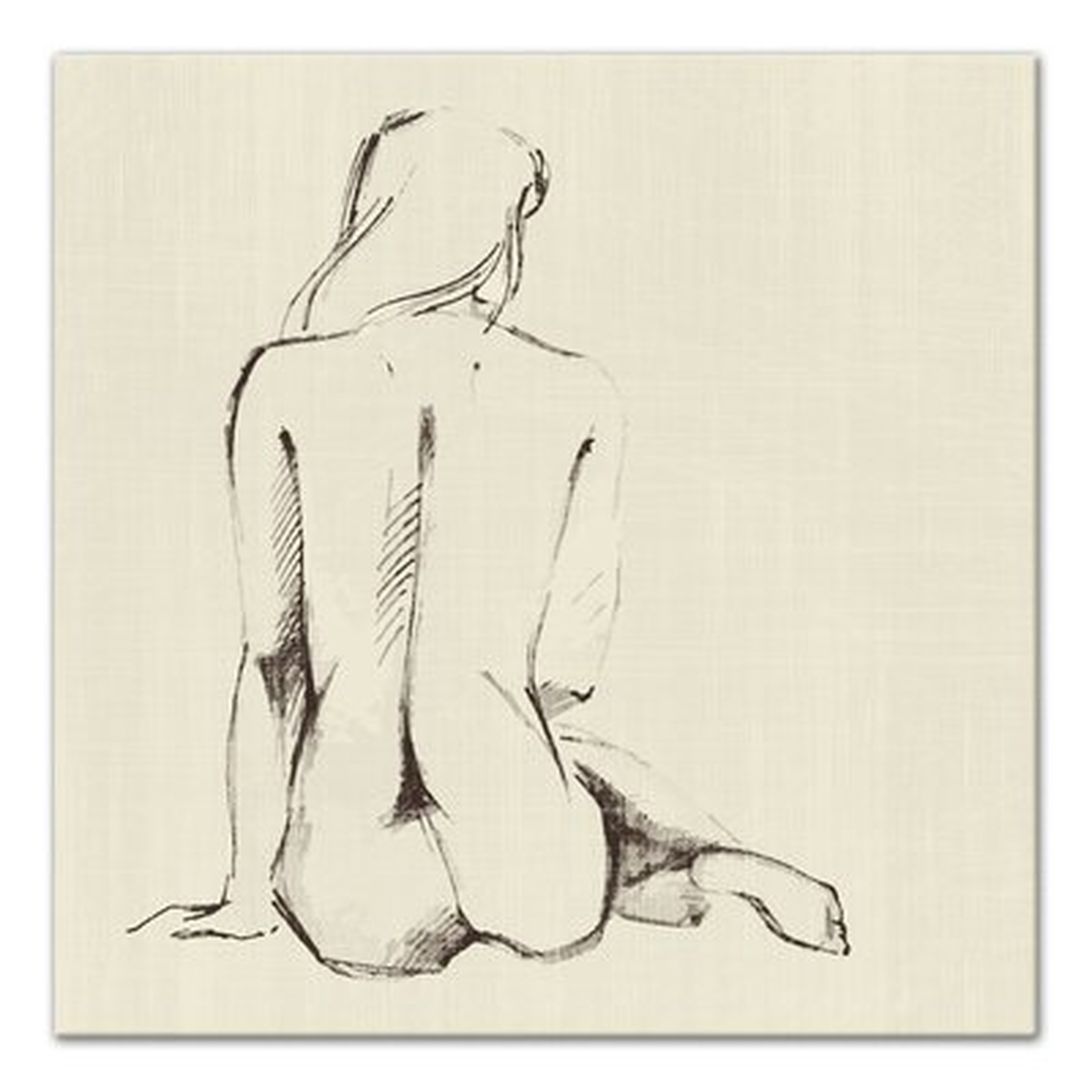 'Seated Nude Woman Sketch' Drawing Print on Wrapped Canvas - Wayfair