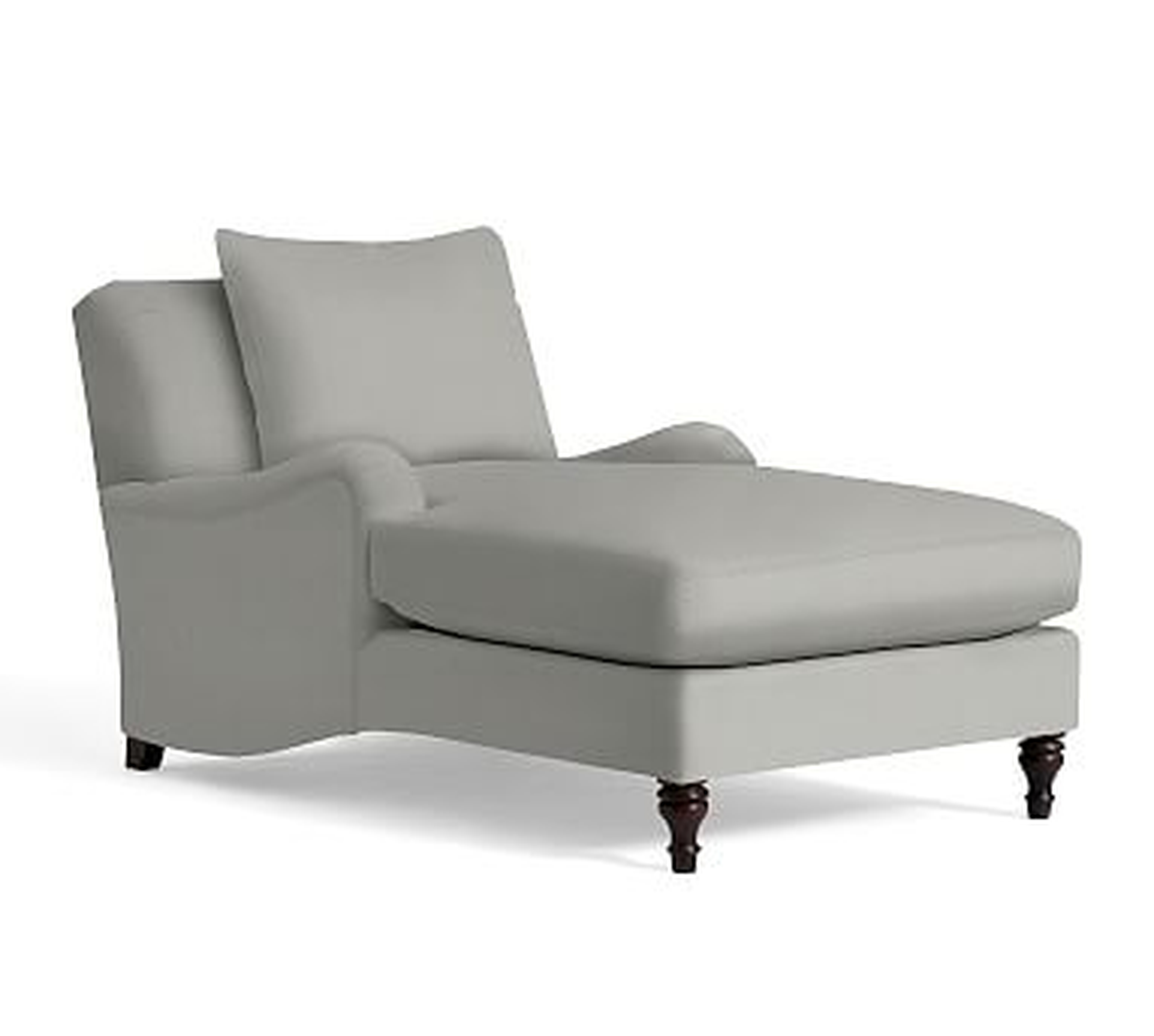 Carlisle English Arm Upholstered Chaise Lounge, Polyester Wrapped Cushions, Performance Everydaysuede(TM) Metal Gray - Pottery Barn