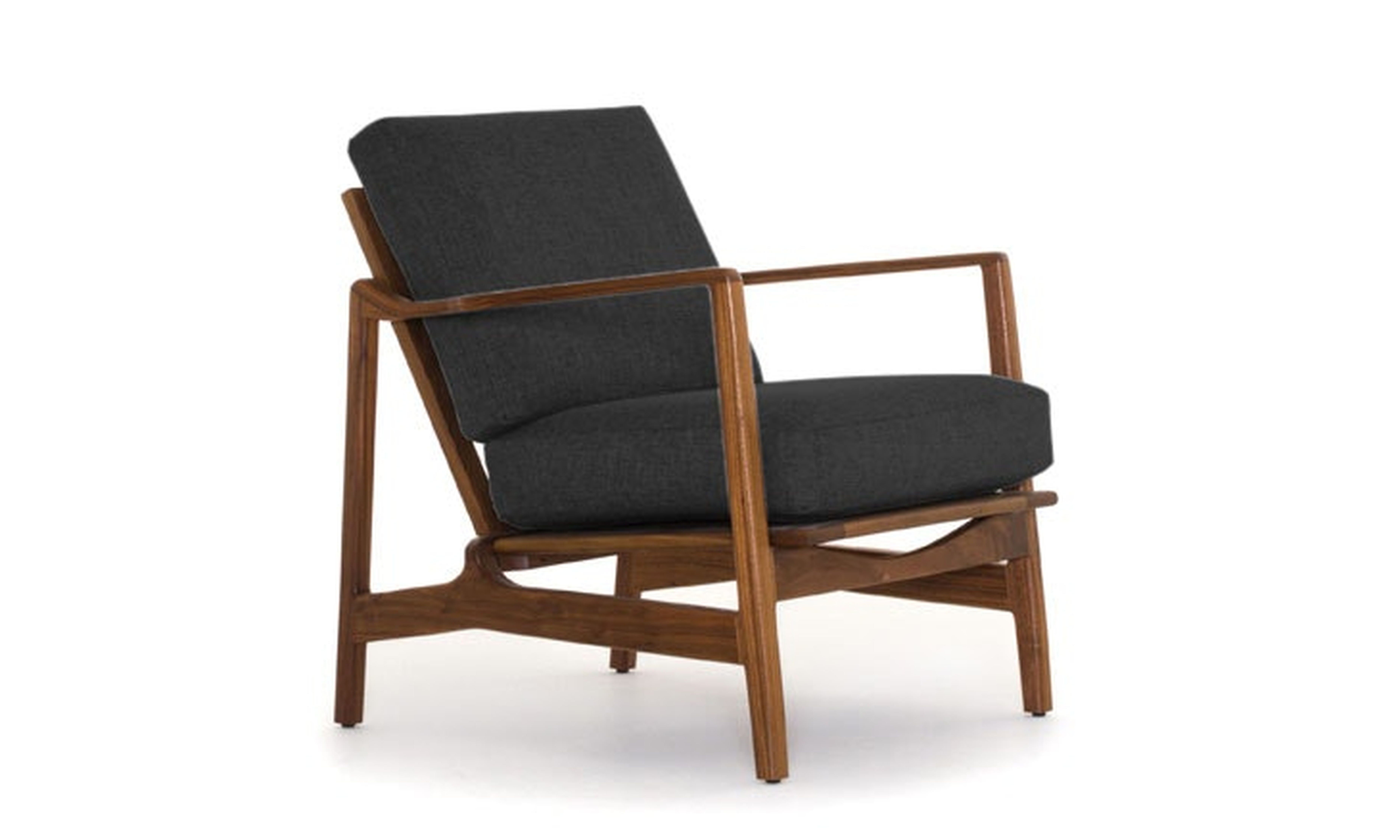 Black Graham Mid Century Modern Chair - Royale Gunmetal - Walnut - Joybird