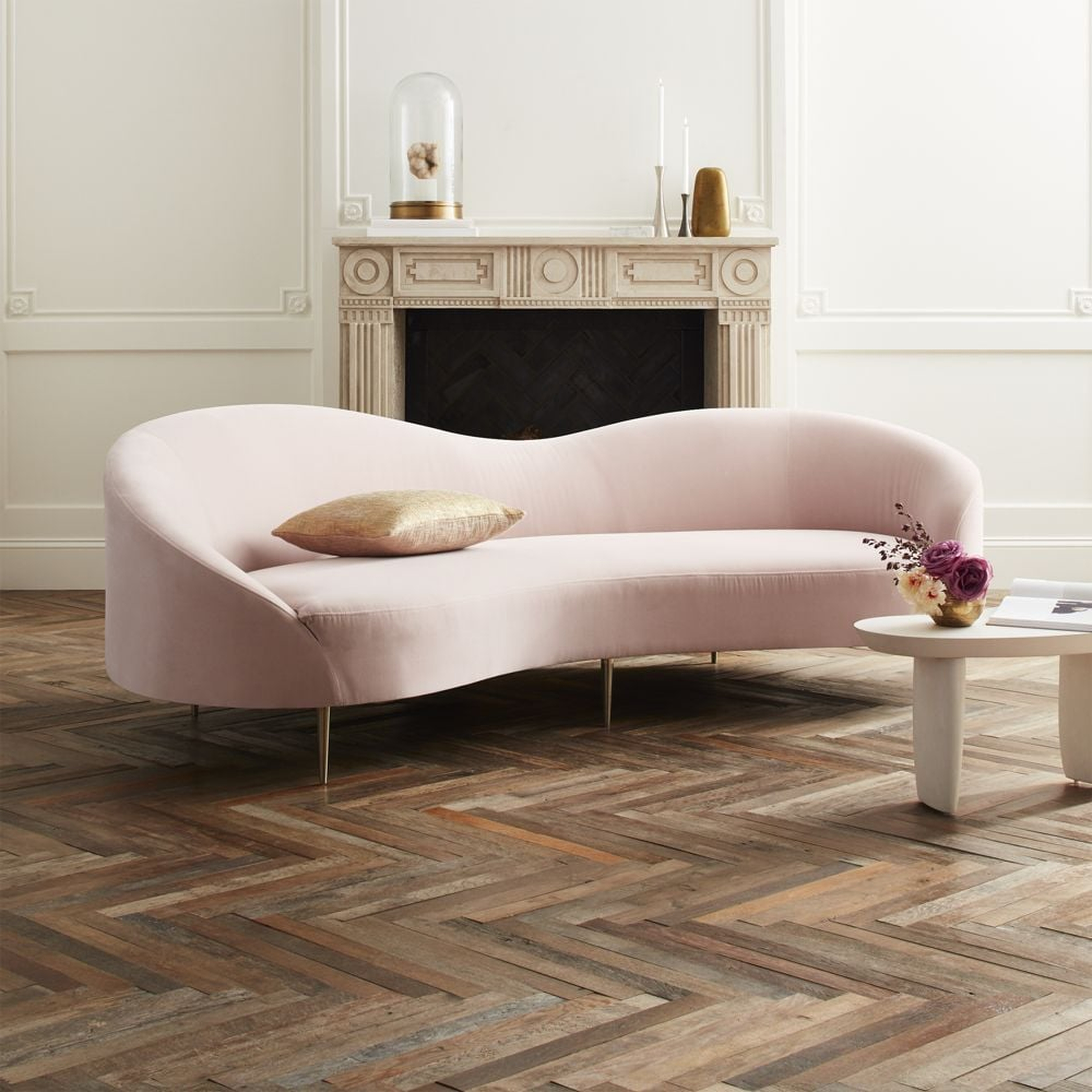 Curvo Pink Velvet Sofa - CB2