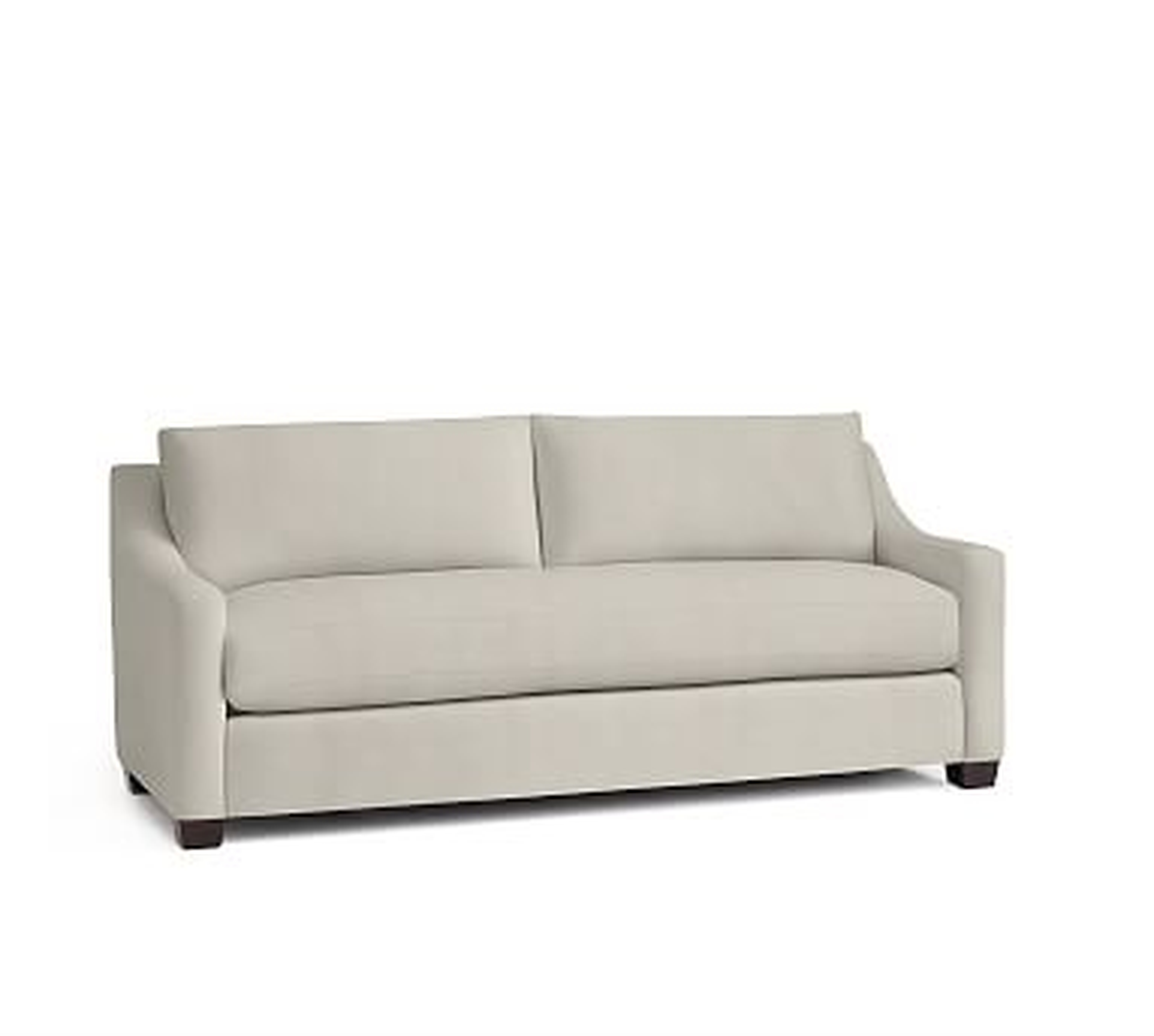 York Slope Arm Upholstered Loveseat 60.5" with Bench Cushion, Down Blend Wrapped Cushions, Performance Everydaysuede(TM) Stone - Pottery Barn