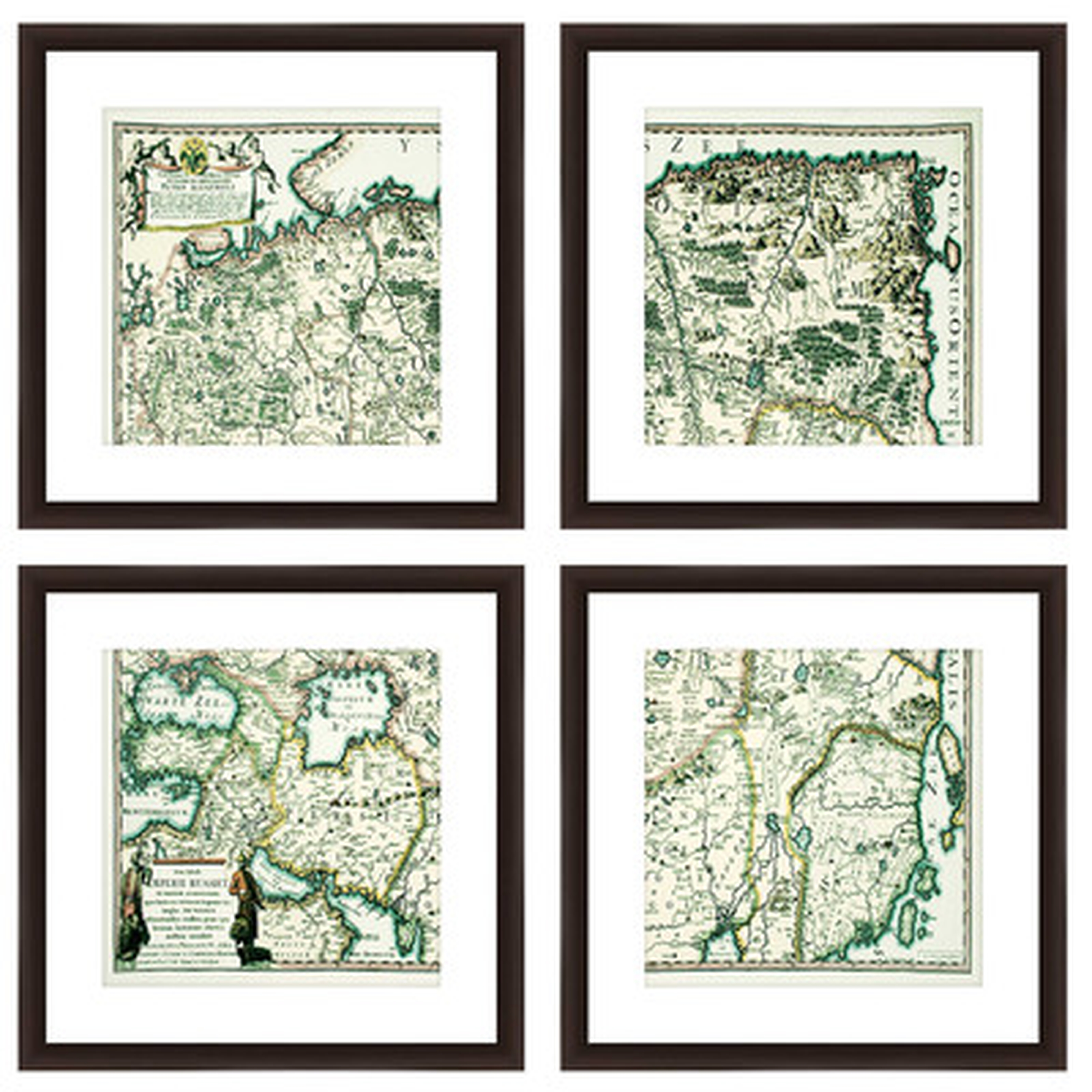 Old World Map 4 Piece Framed Graphic Art Set - Wayfair