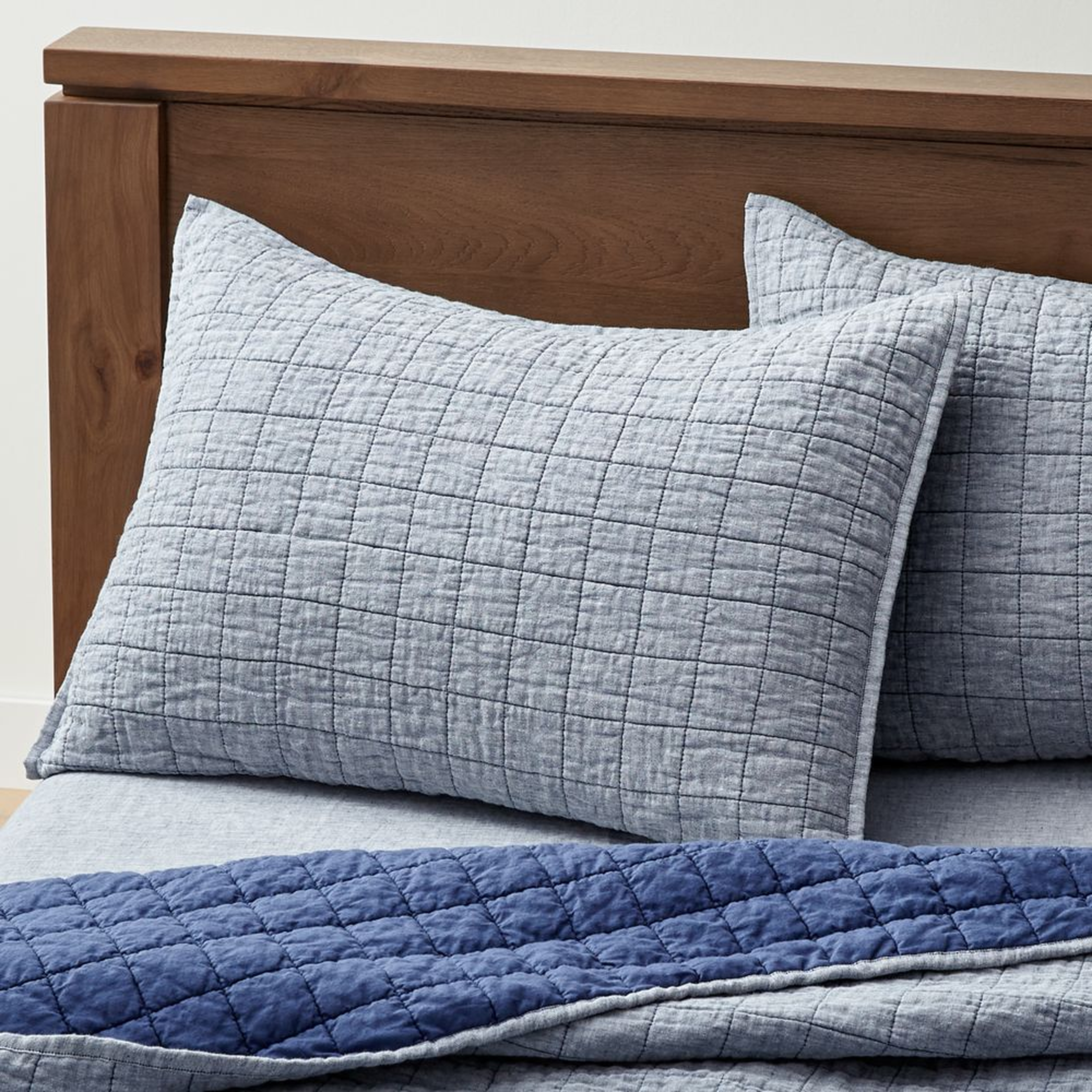 Blue Belgian Flax Linen Sham Standard - Crate and Barrel