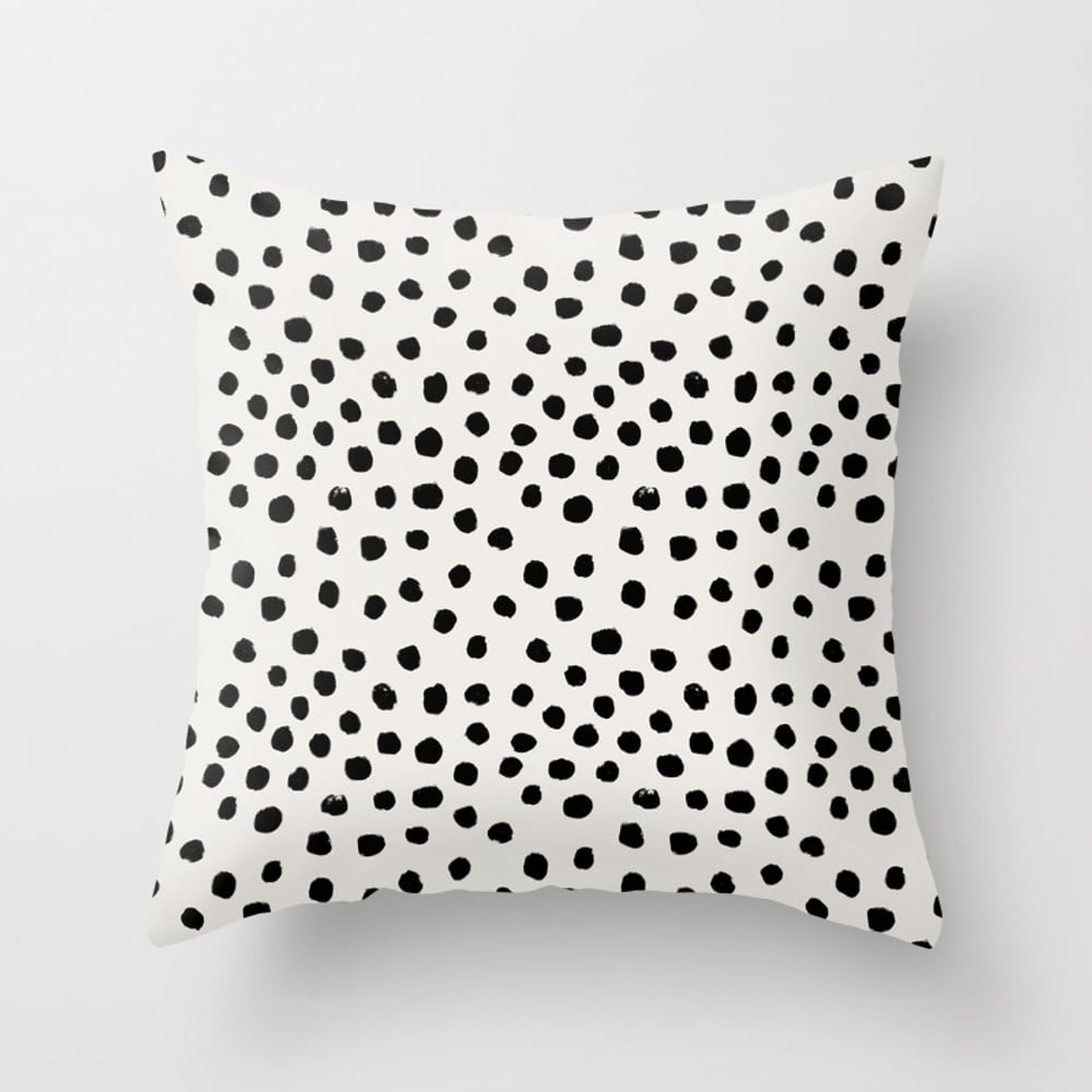 Preppy brushstroke free polka dots black and white spots dots dalmation animal spots design minimal Outdoor Pillow - Indoor Cover (18" x 18") with - Society6