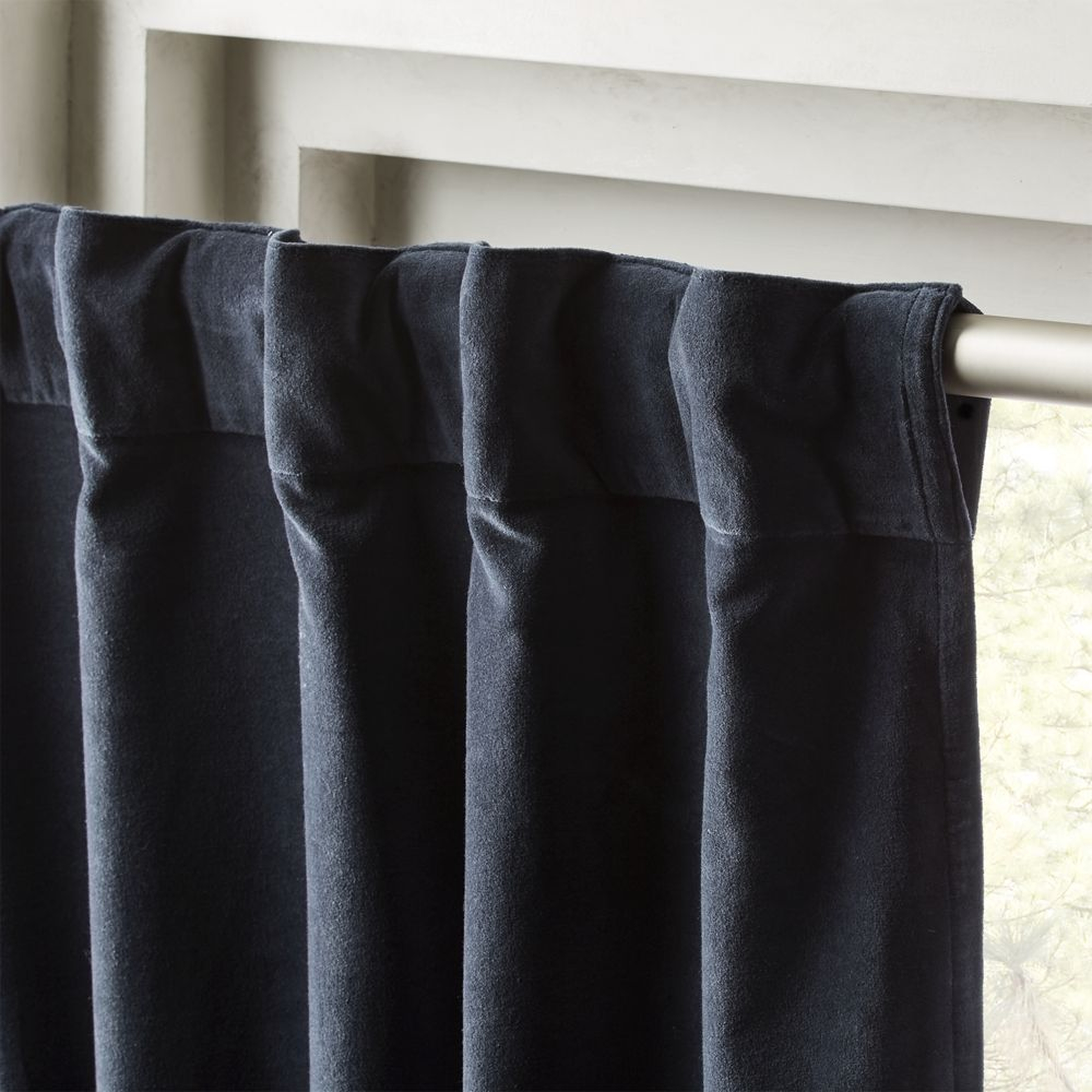 Midnight Blue Velvet Window Curtain Panel 48"x120" - CB2