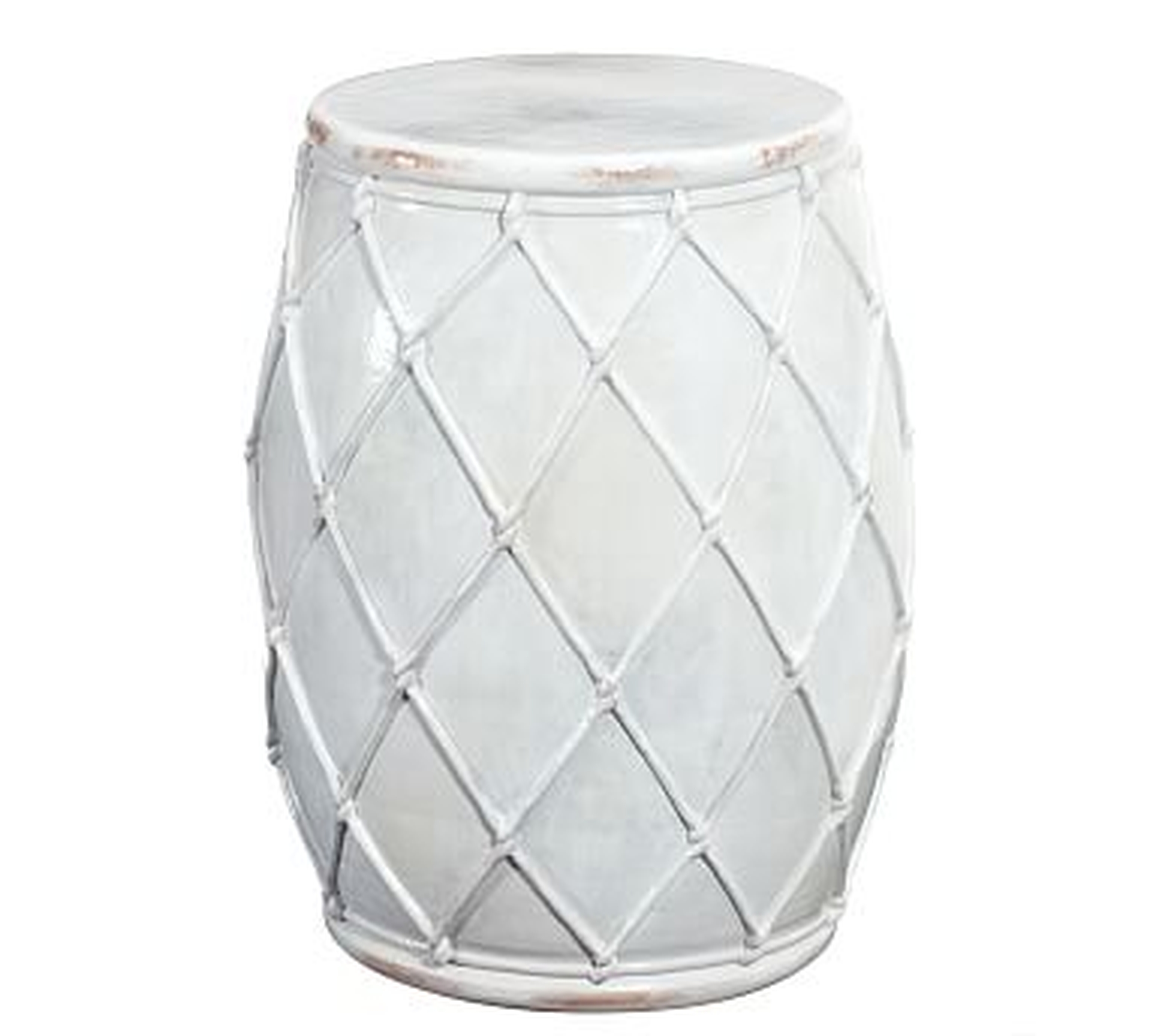 Net Ceramic Accent Table, Ivory - Pottery Barn