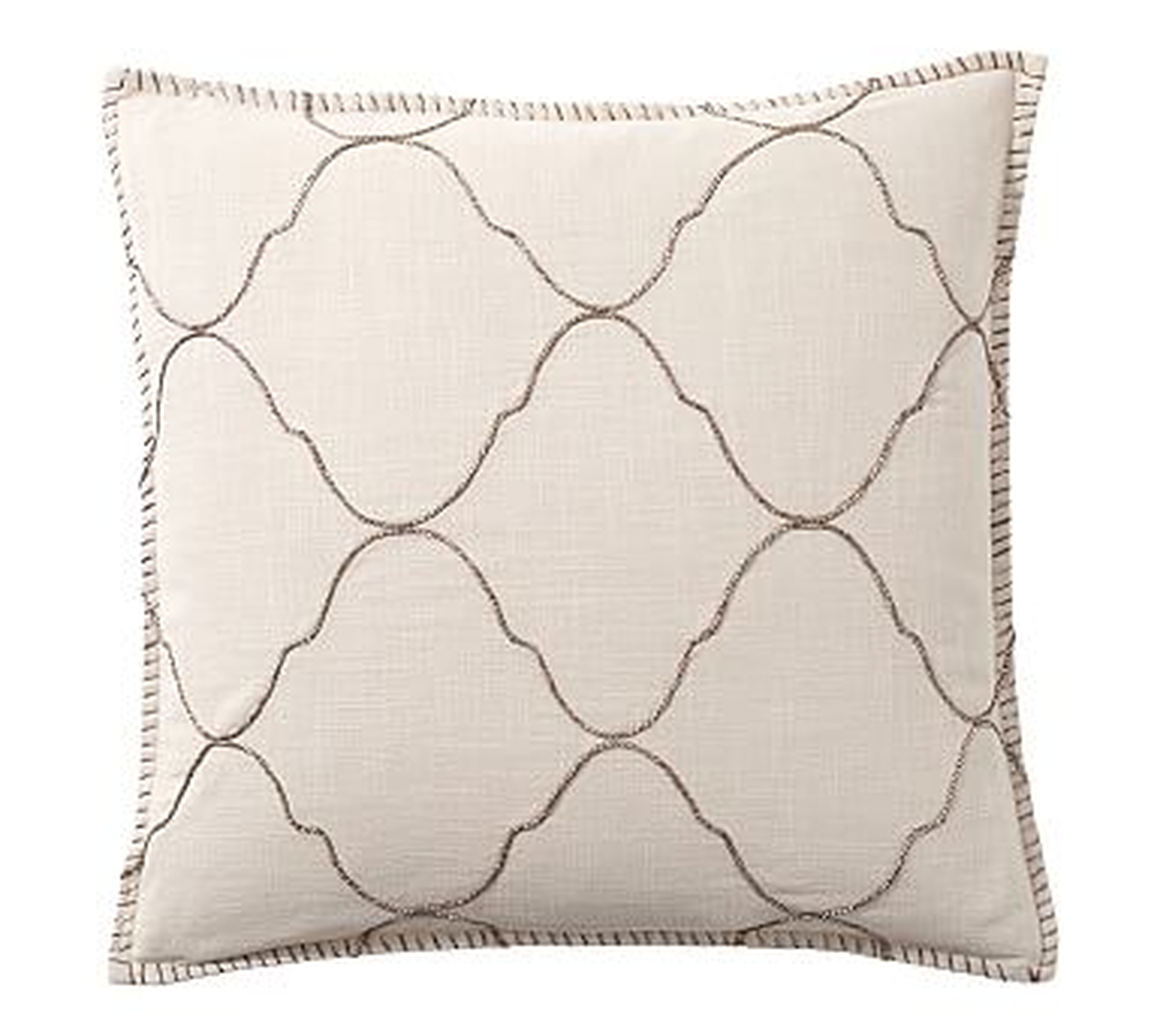 Tile Embroidered Pillow Cover, 22", Khaki/Gold - Pottery Barn