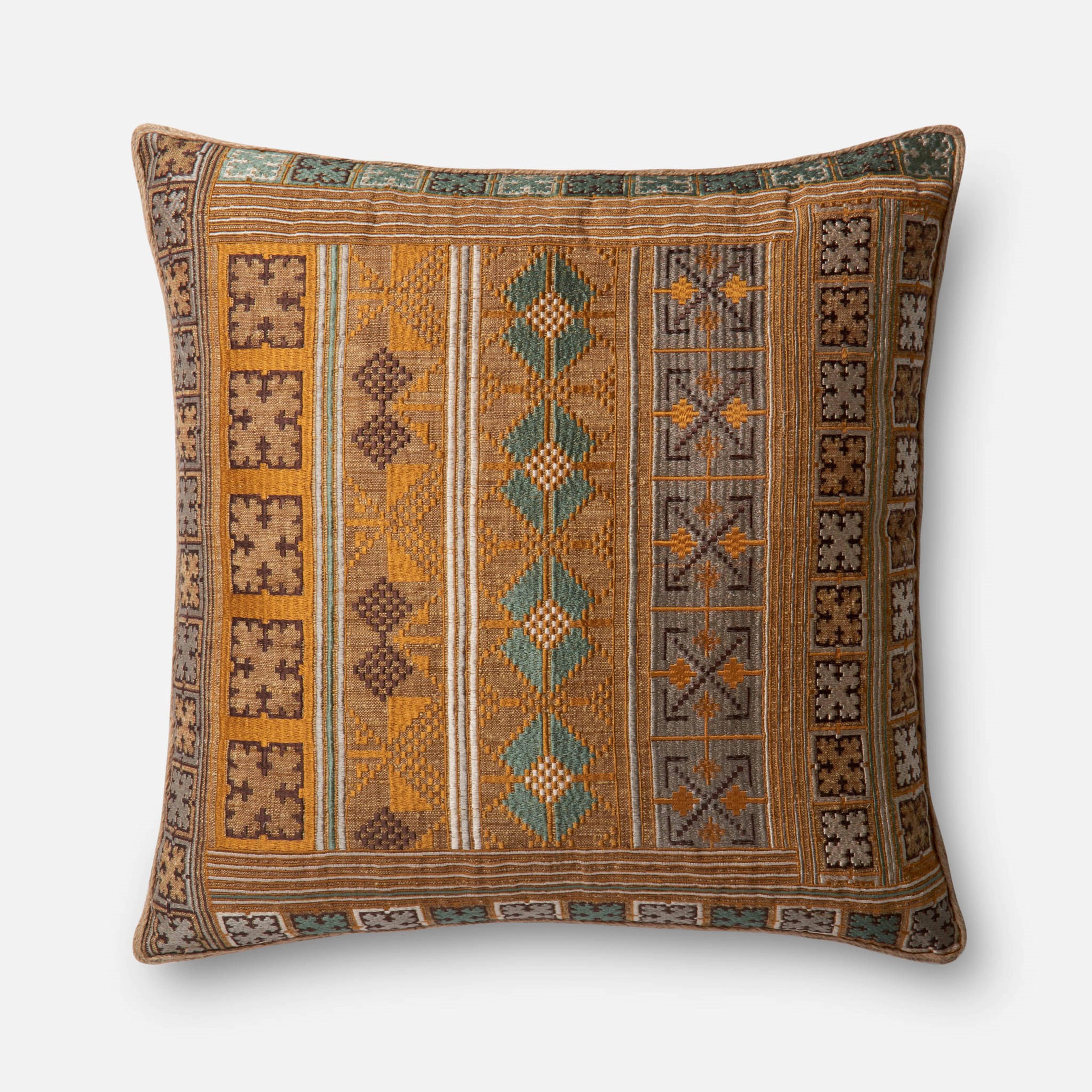 PILLOWS - GOLD / TEAL - 22" X 22" Cover Only - Loloi Rugs