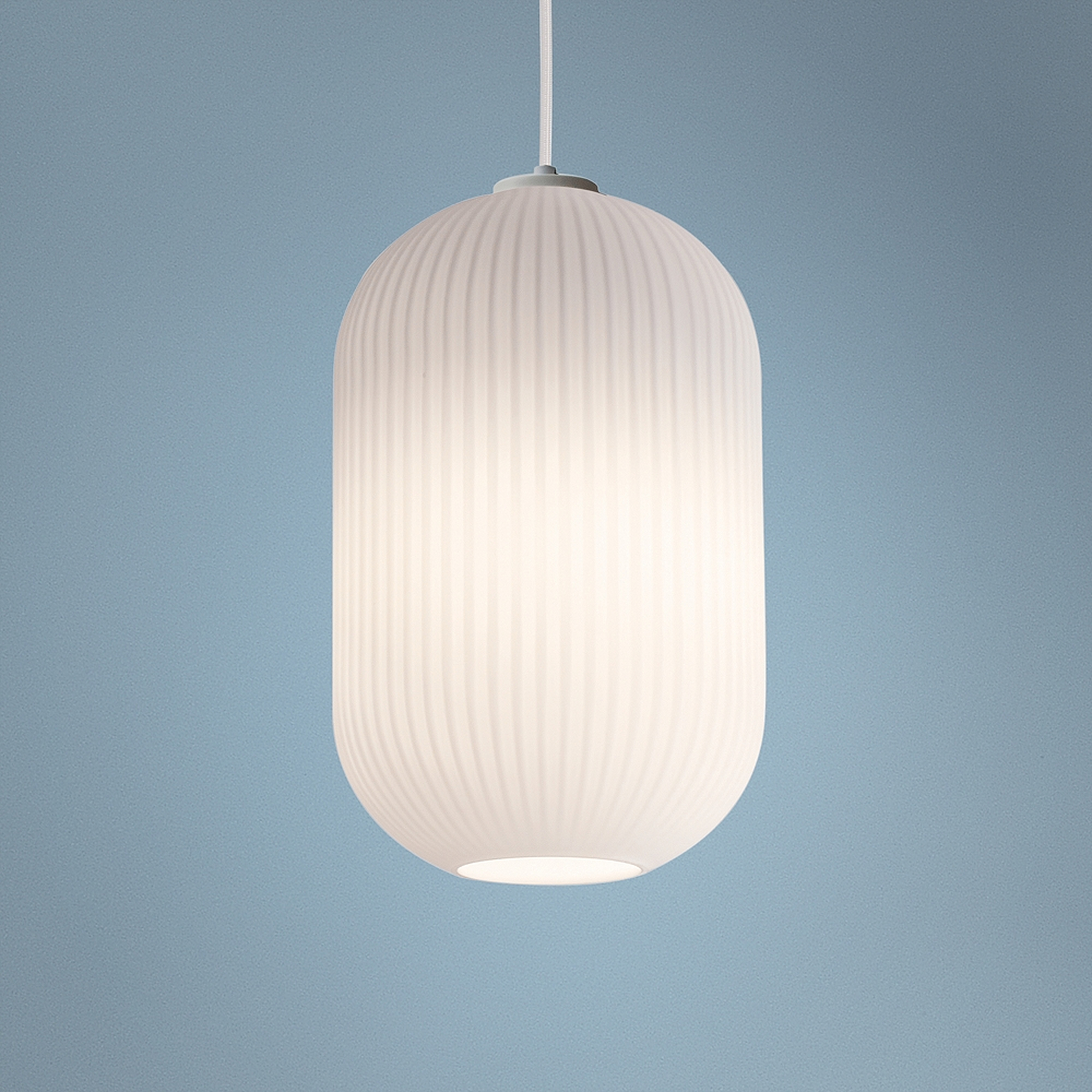 Callie 9" Wide Frosted White Ribbed Glass Mini Pendant - Style # 69D67 - Lamps Plus