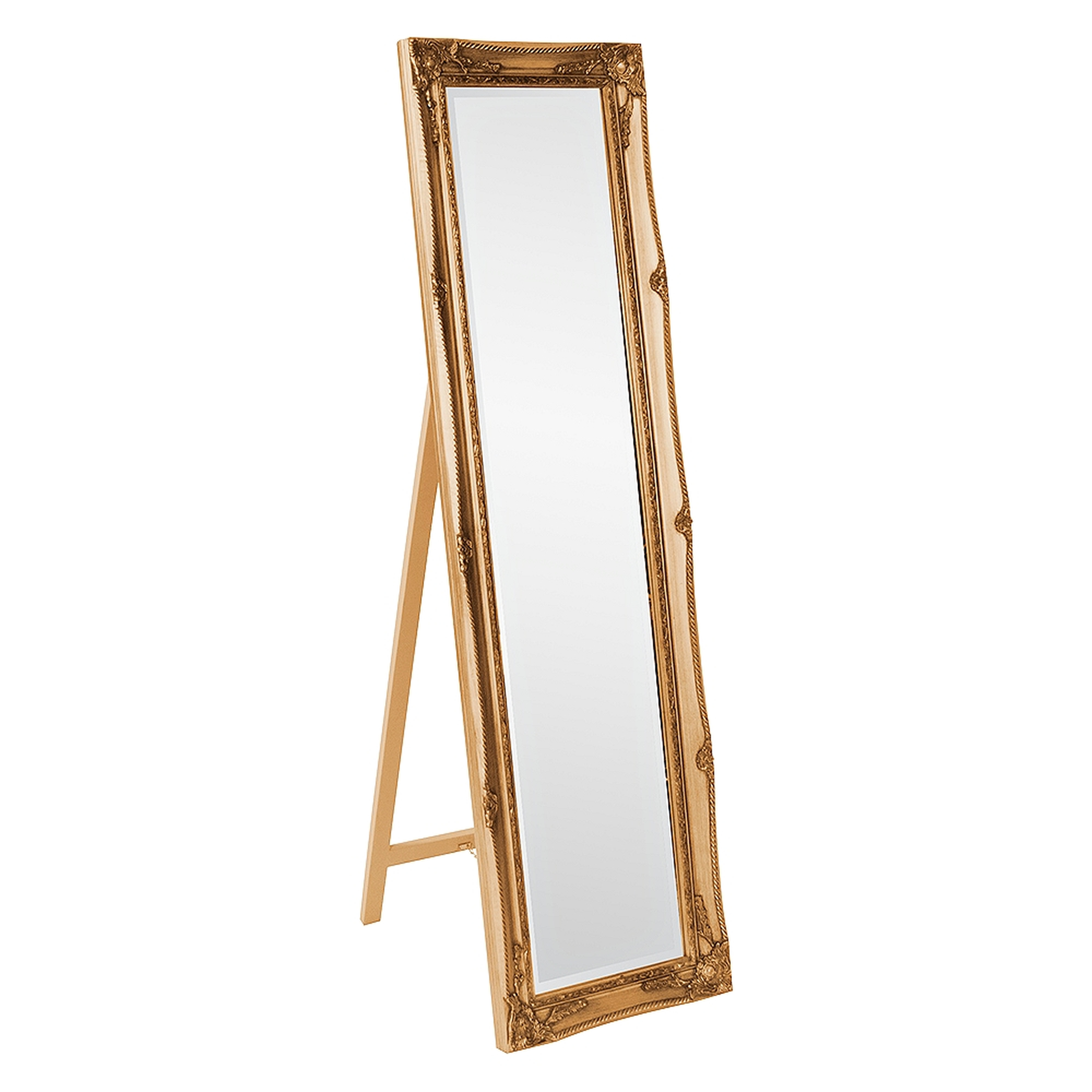 Queen Ann Antique Gold 18" x 66" Floor Standing Mirror - Lamps Plus