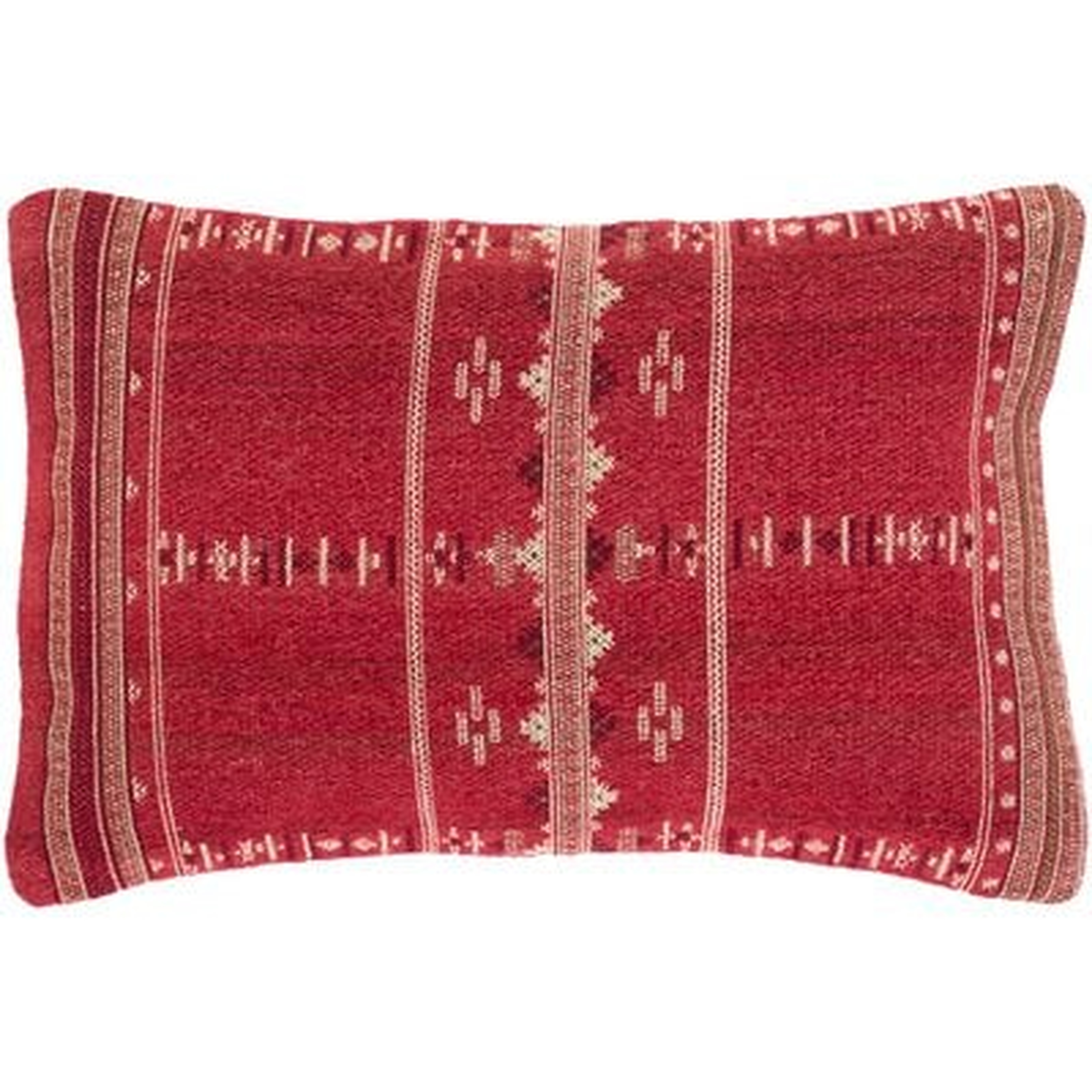 Stebbins Bohemian/Global 22 X 14 Bright Red, Cream Pillow Cover - Wayfair