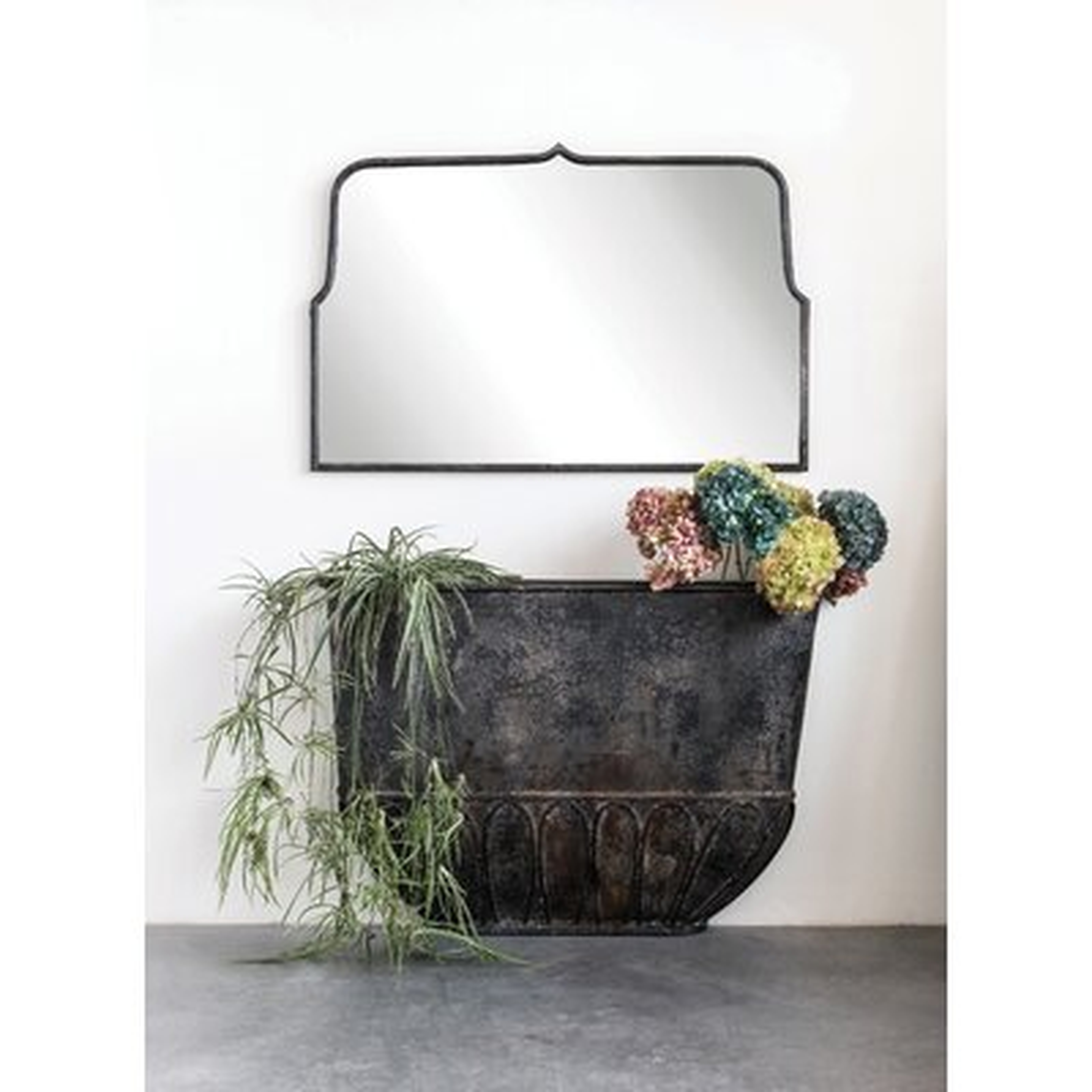 Mcnelly Decorative Wall Mirror With Distressed Black Metal Frame - Wayfair