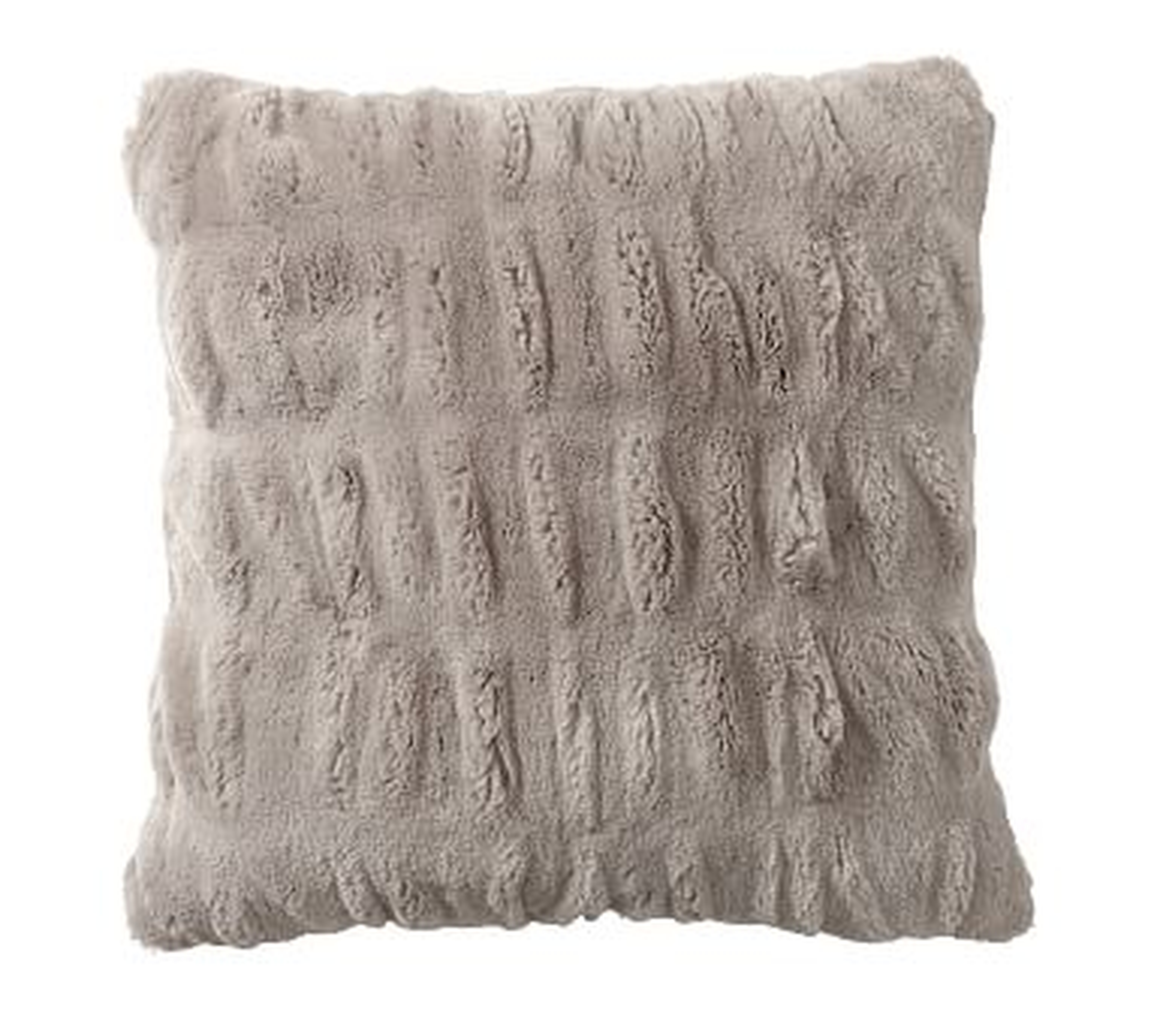 Ruched Faux Fur Pillow Cover, 18", Gray - Pottery Barn