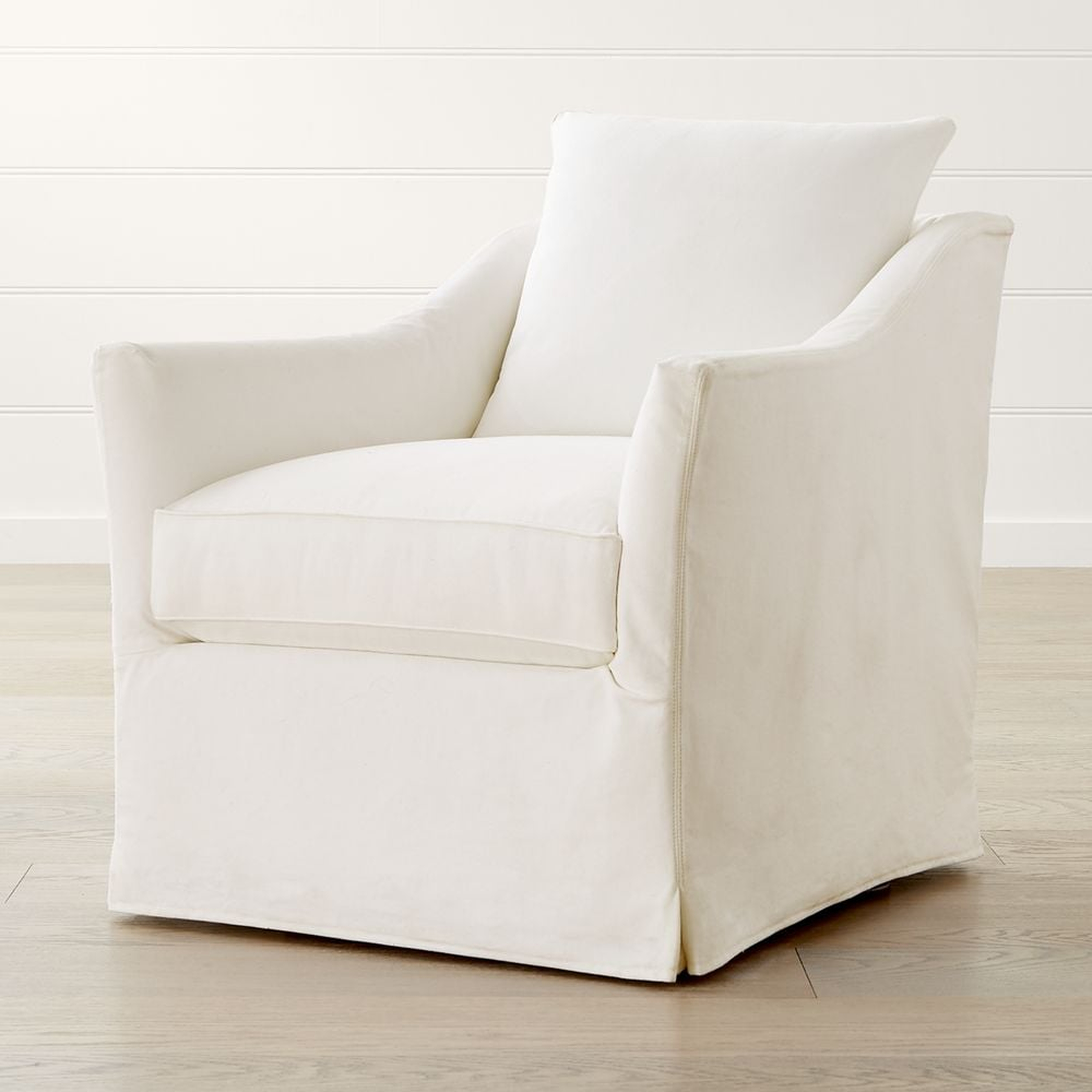 Keely Slipcovered Swivel Chair - Crate and Barrel