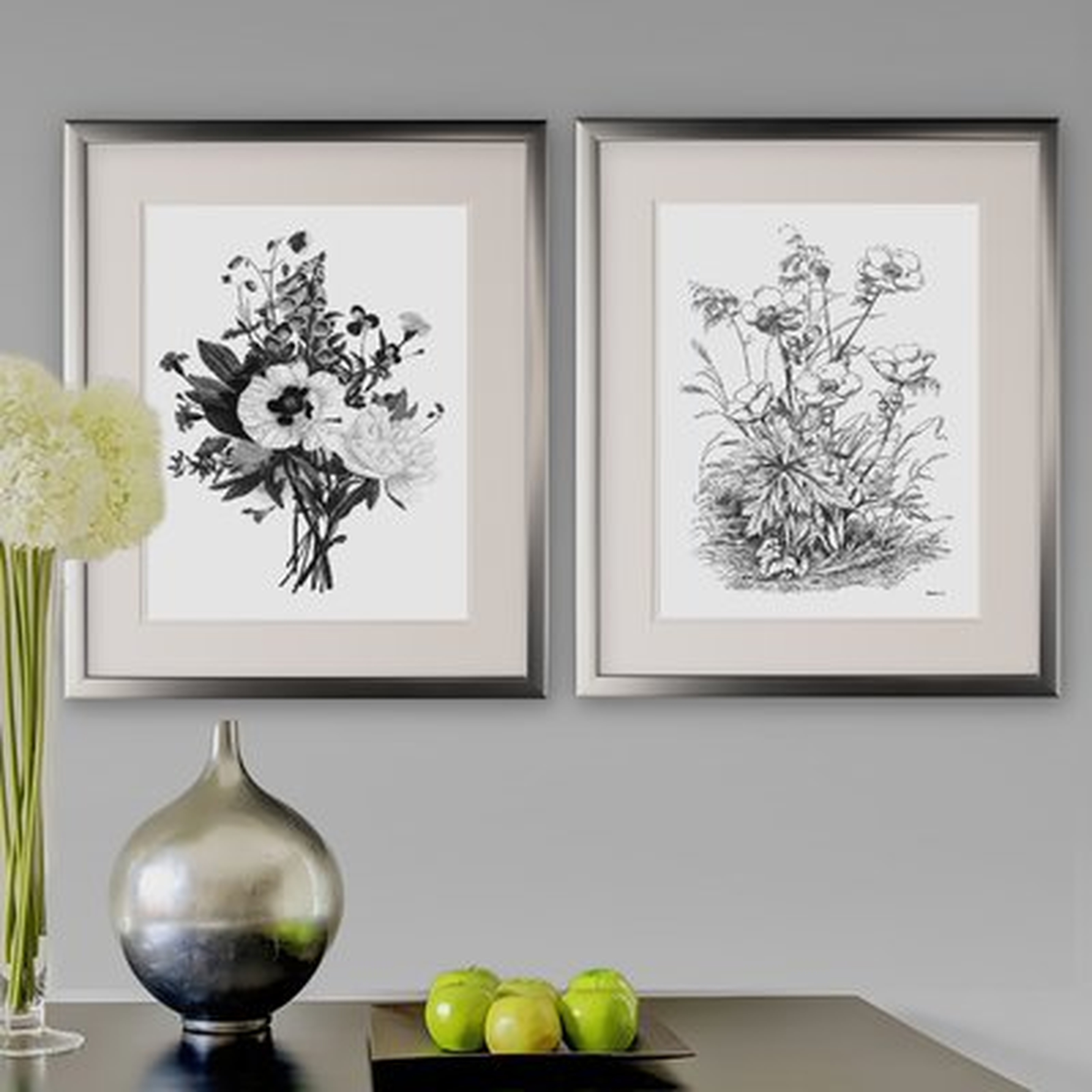 Botanical Black and White II - 2 Piece Picture Frame Set Print Set on Paper - Birch Lane