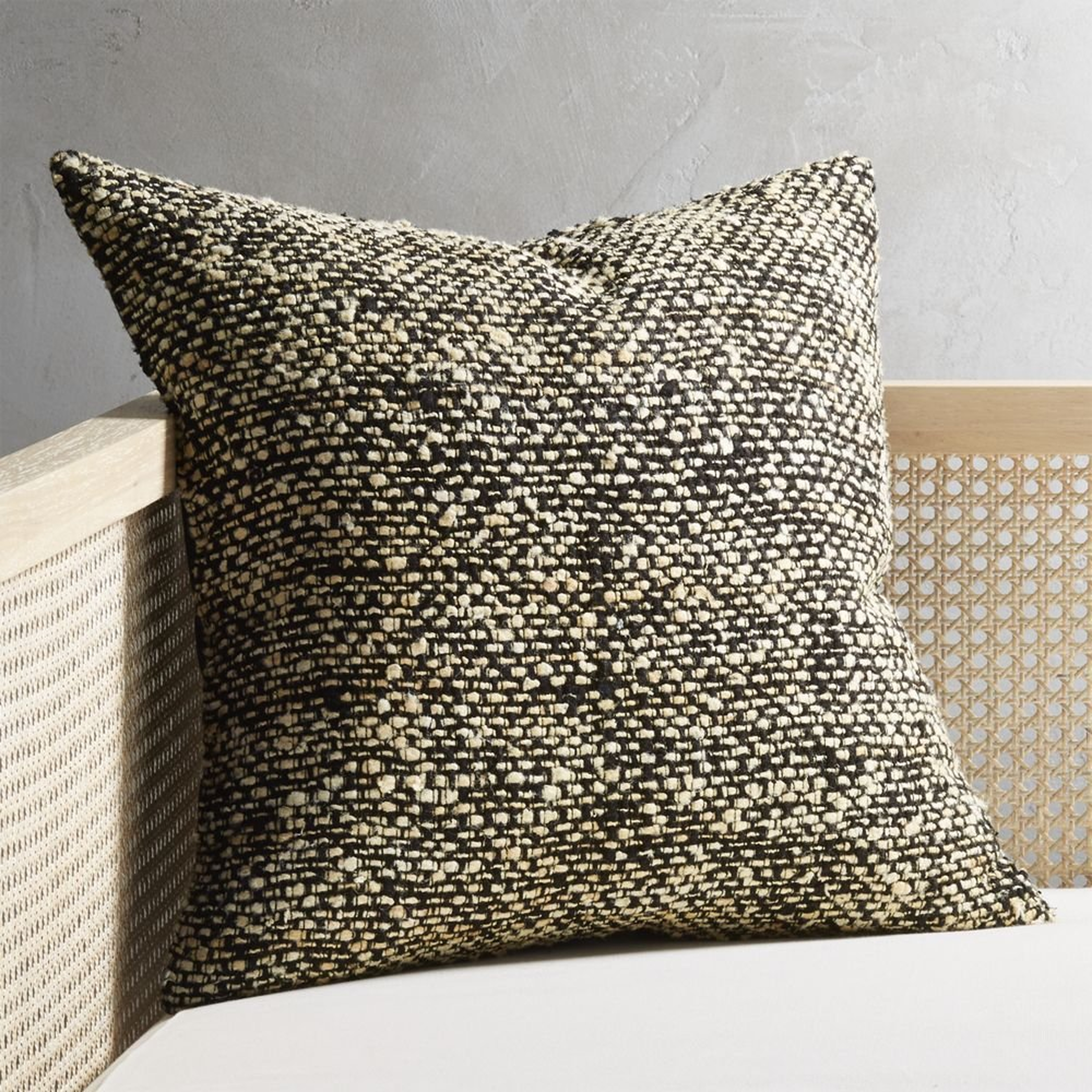 "20"" Cozie Black and Natural Pillow with Feather-Down Insert" - CB2