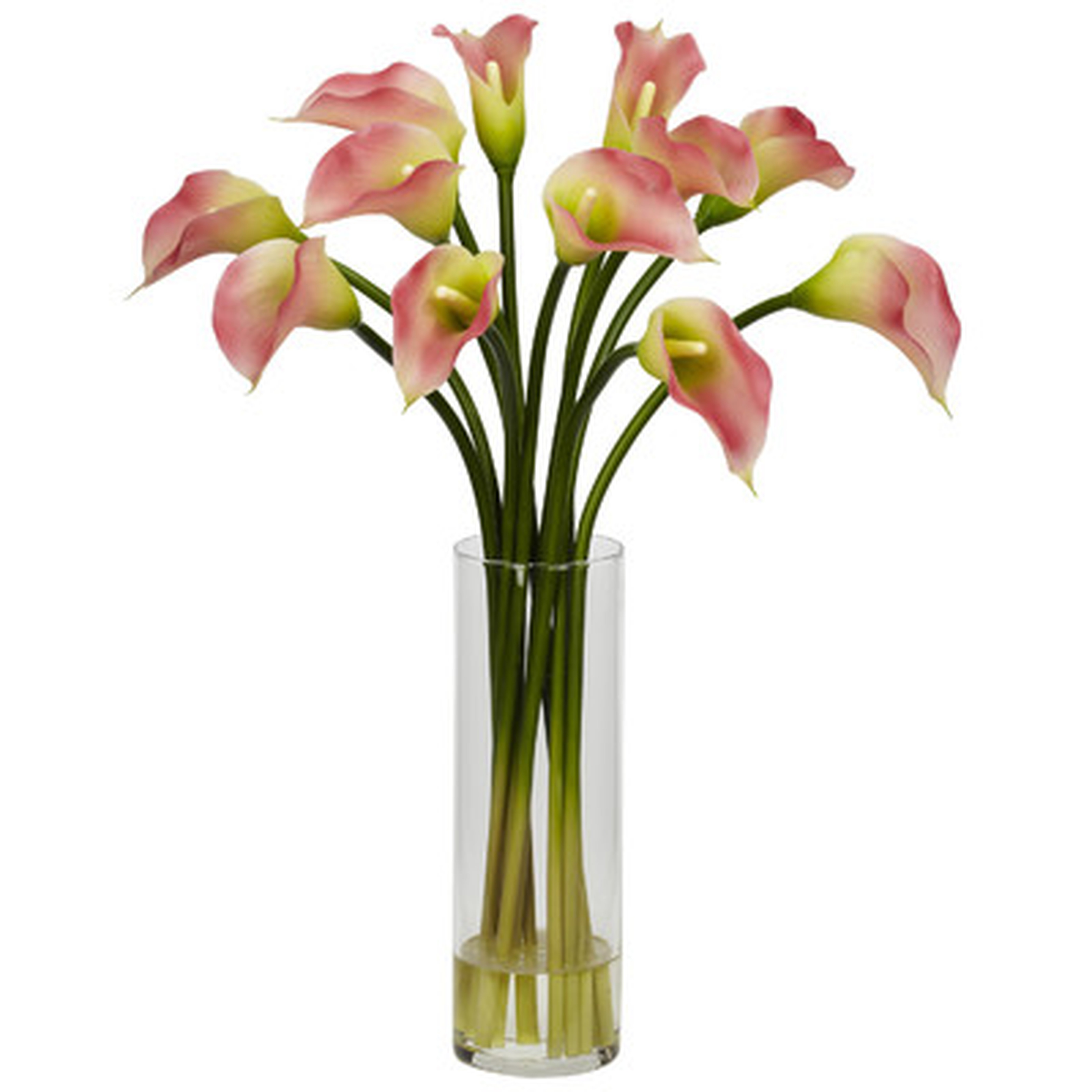 Mini Calla Lily Silk Floral Arrangement in Vase - Birch Lane