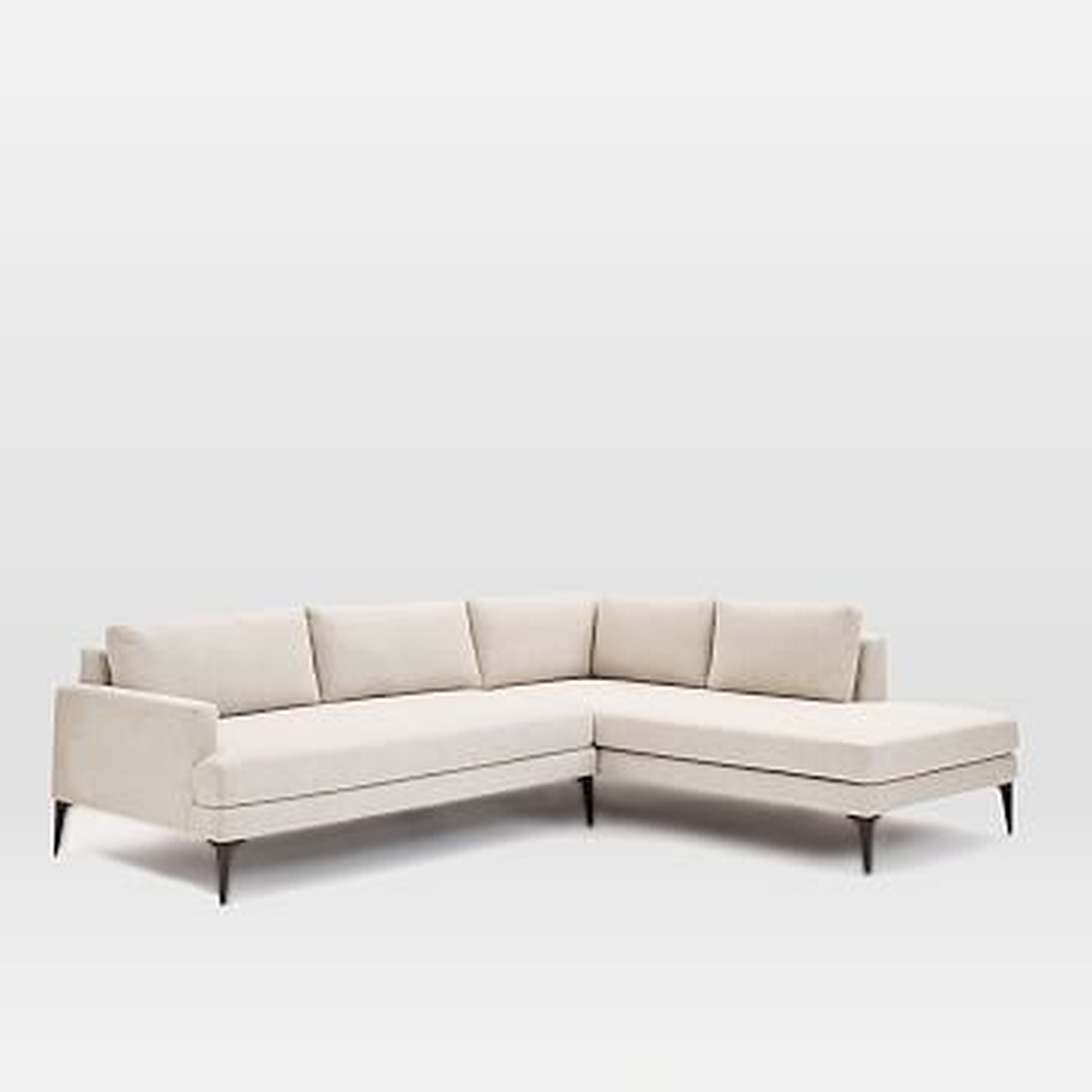 Andes  Set 13, Left Arm 2.5 Seater Sofa, Right Arm Terminal Chaise, Twill, Stone - West Elm