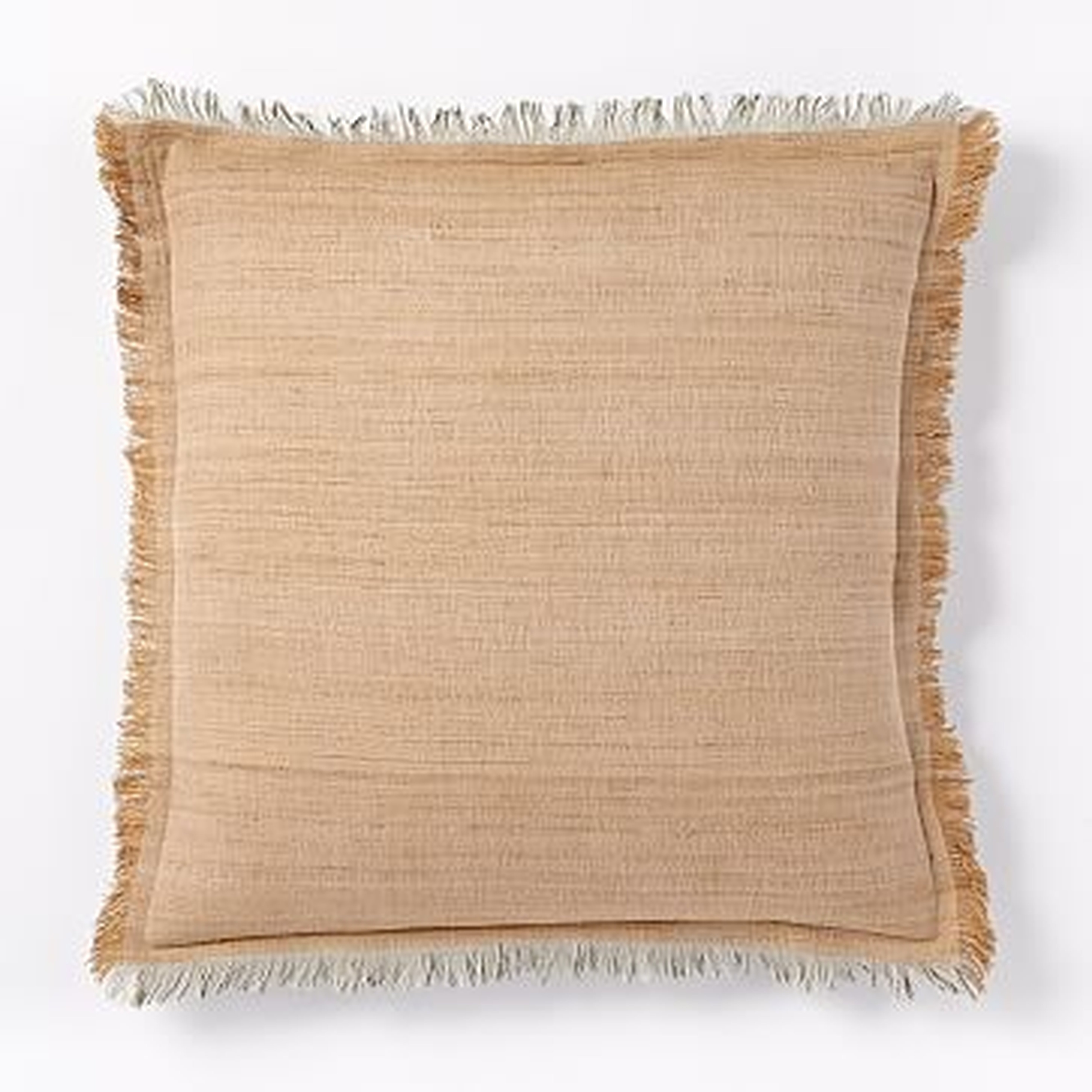 Textured Silk Fringe Pillow Cover, 20"x20", Gold Dust - West Elm