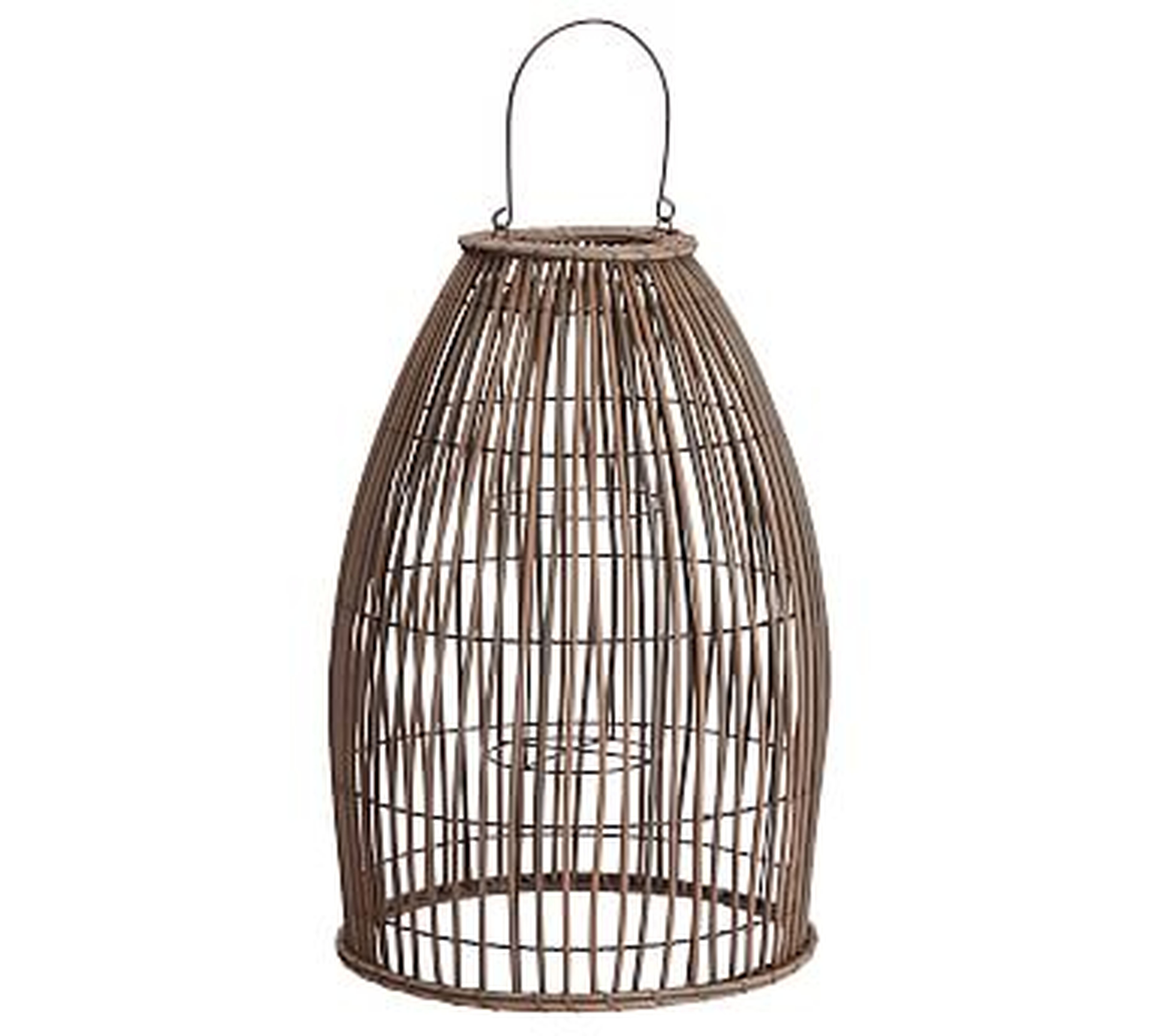 Careyes All-Weather Outdoor Wicker Lantern, Grey - Large - Pottery Barn