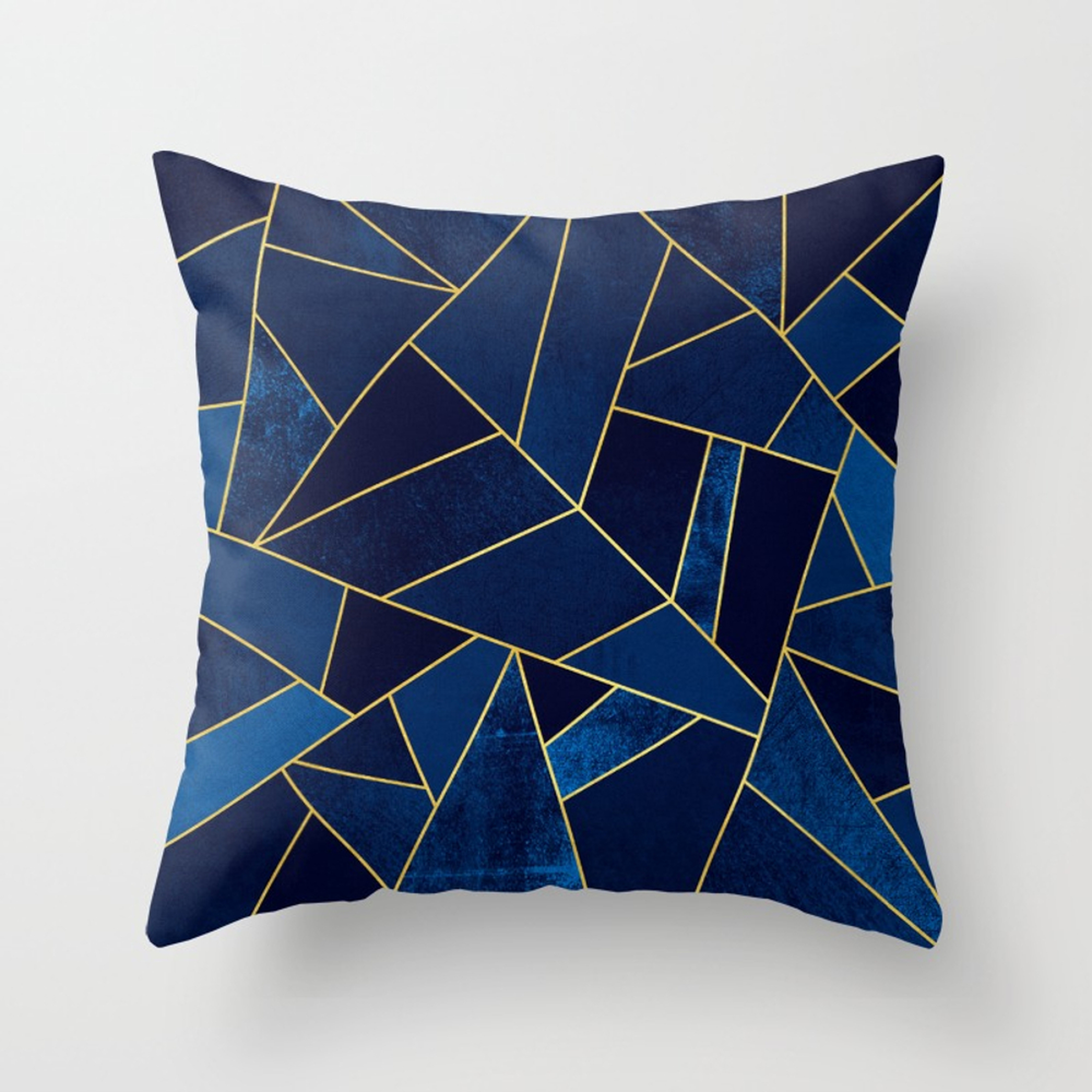 Blue stone with yellow lines Throw Pillow - Indoor Cover (16" x 16") with pillow insert by Elisabethfredriksson - Society6