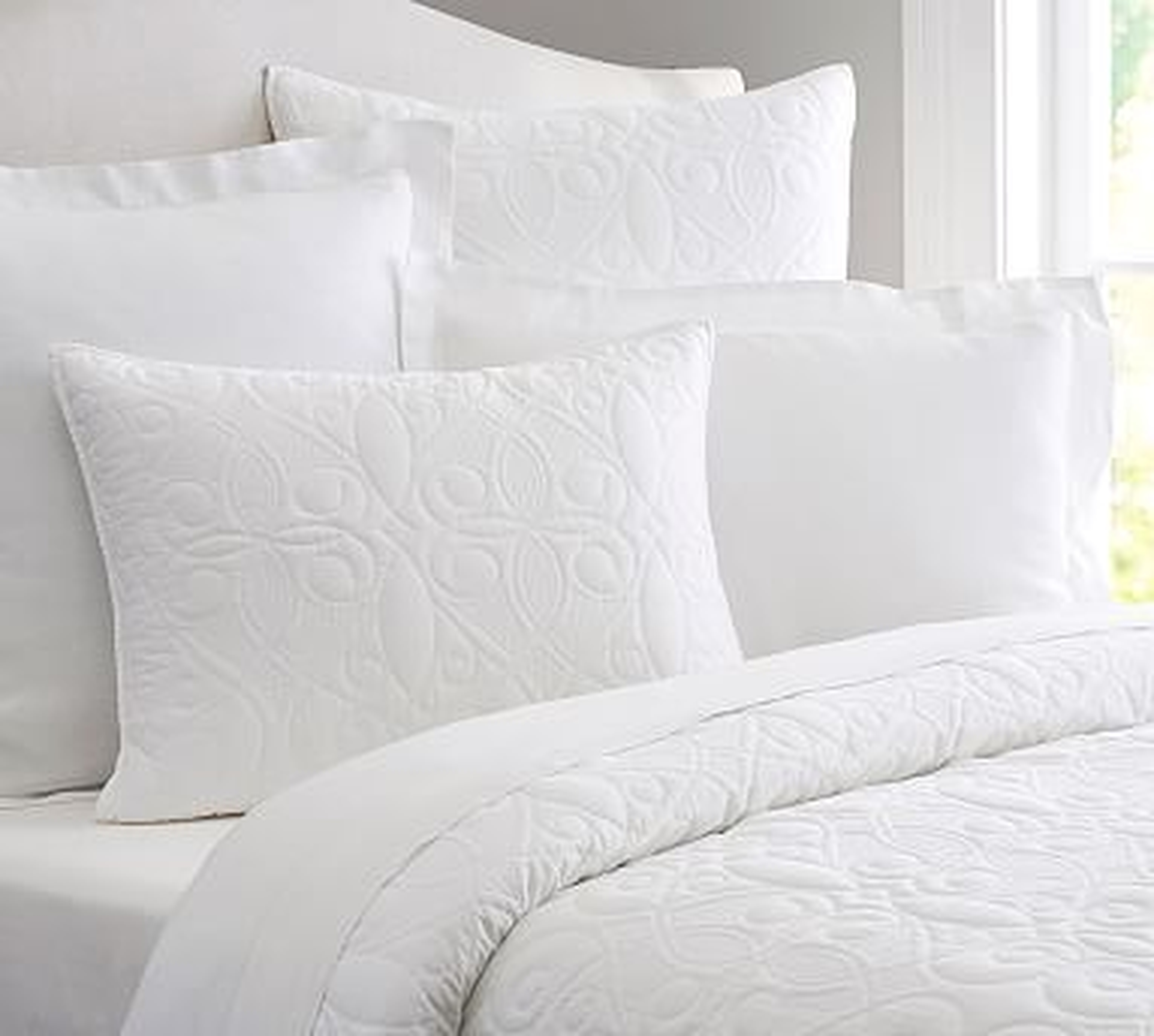 Washed Cotton Quilt, Full/Queen, White - Pottery Barn