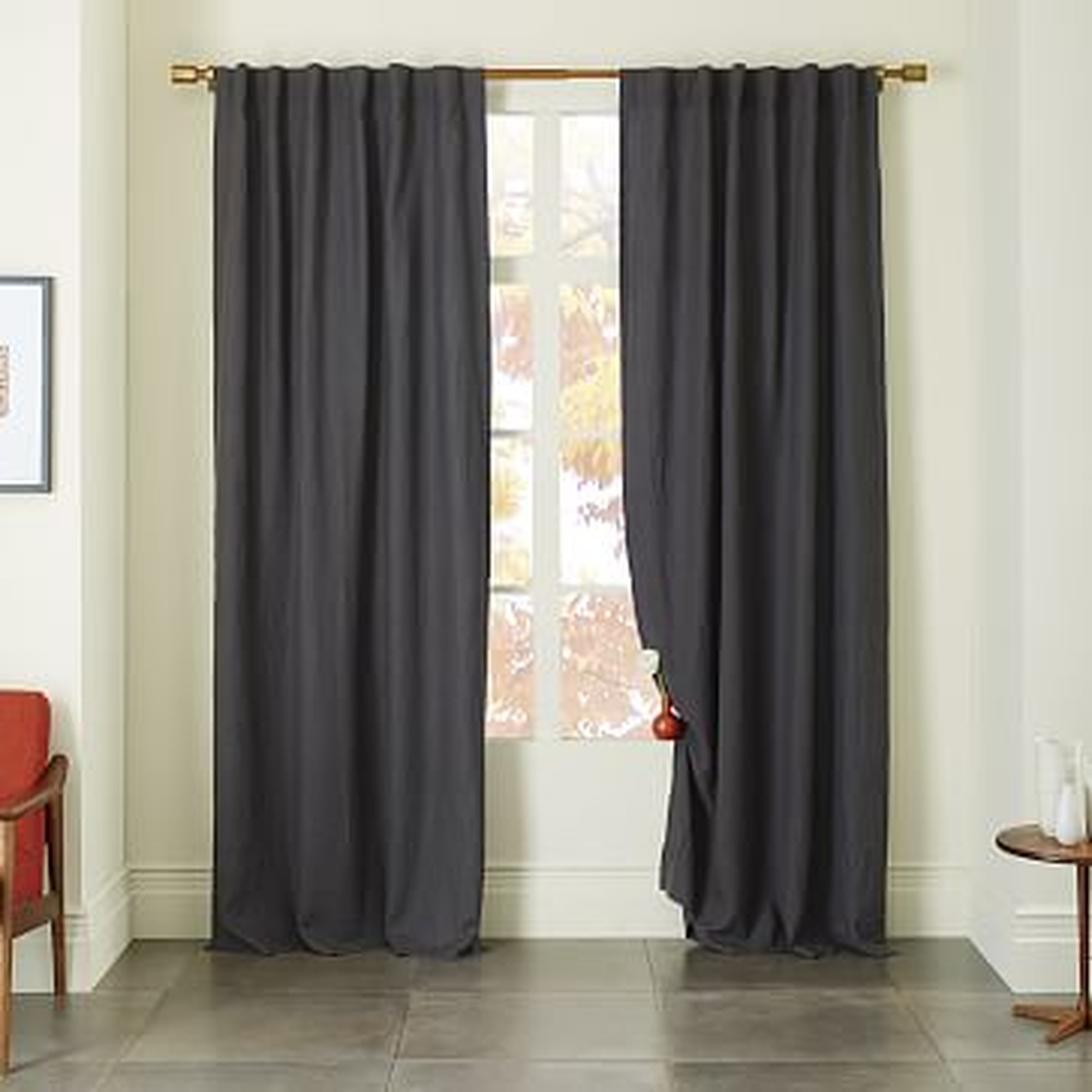 Belgian Linen Curtain, Slate, 48"x108" - West Elm