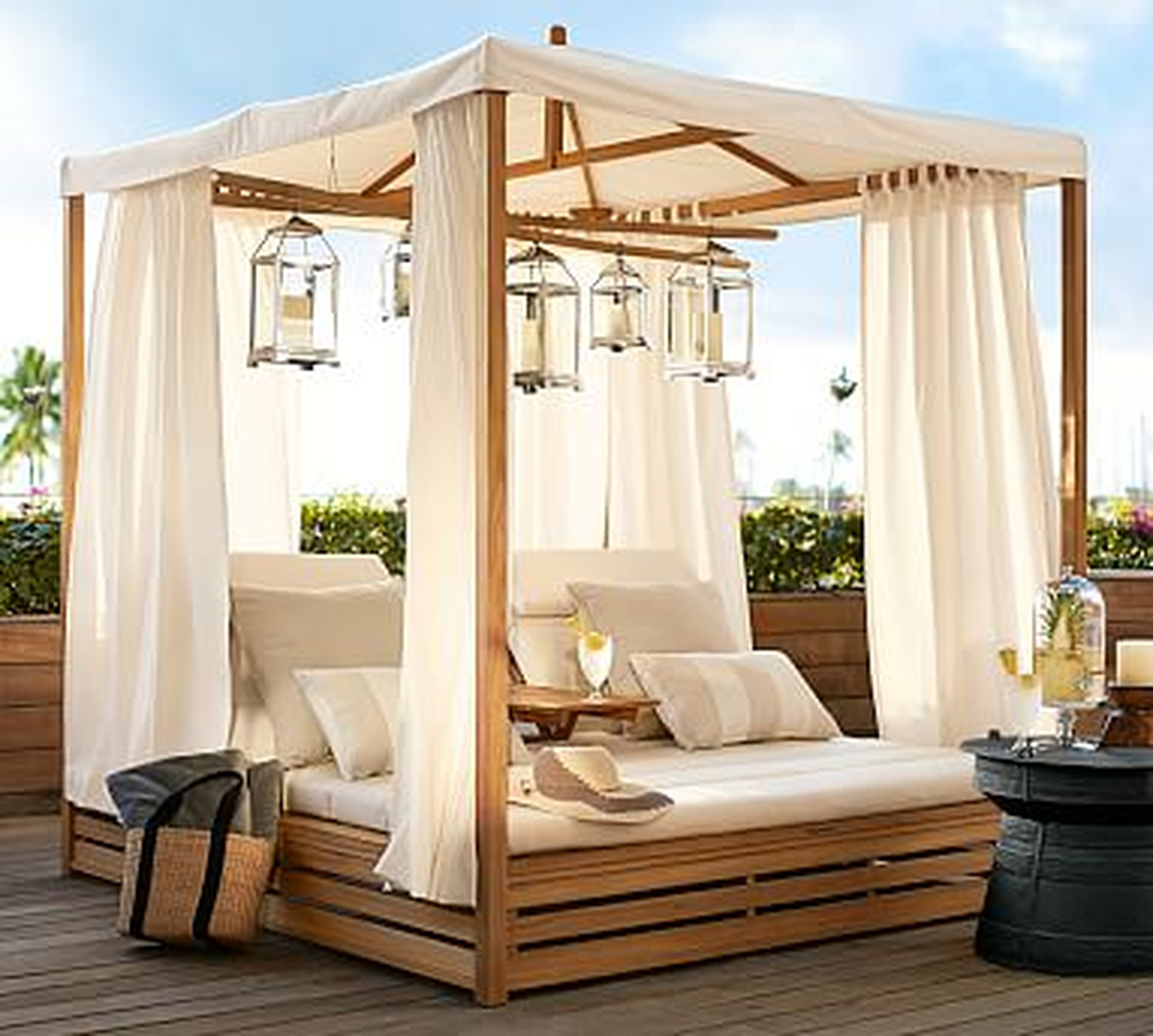 Madera Teak Outdoor Daybed Frame, Natural - Pottery Barn