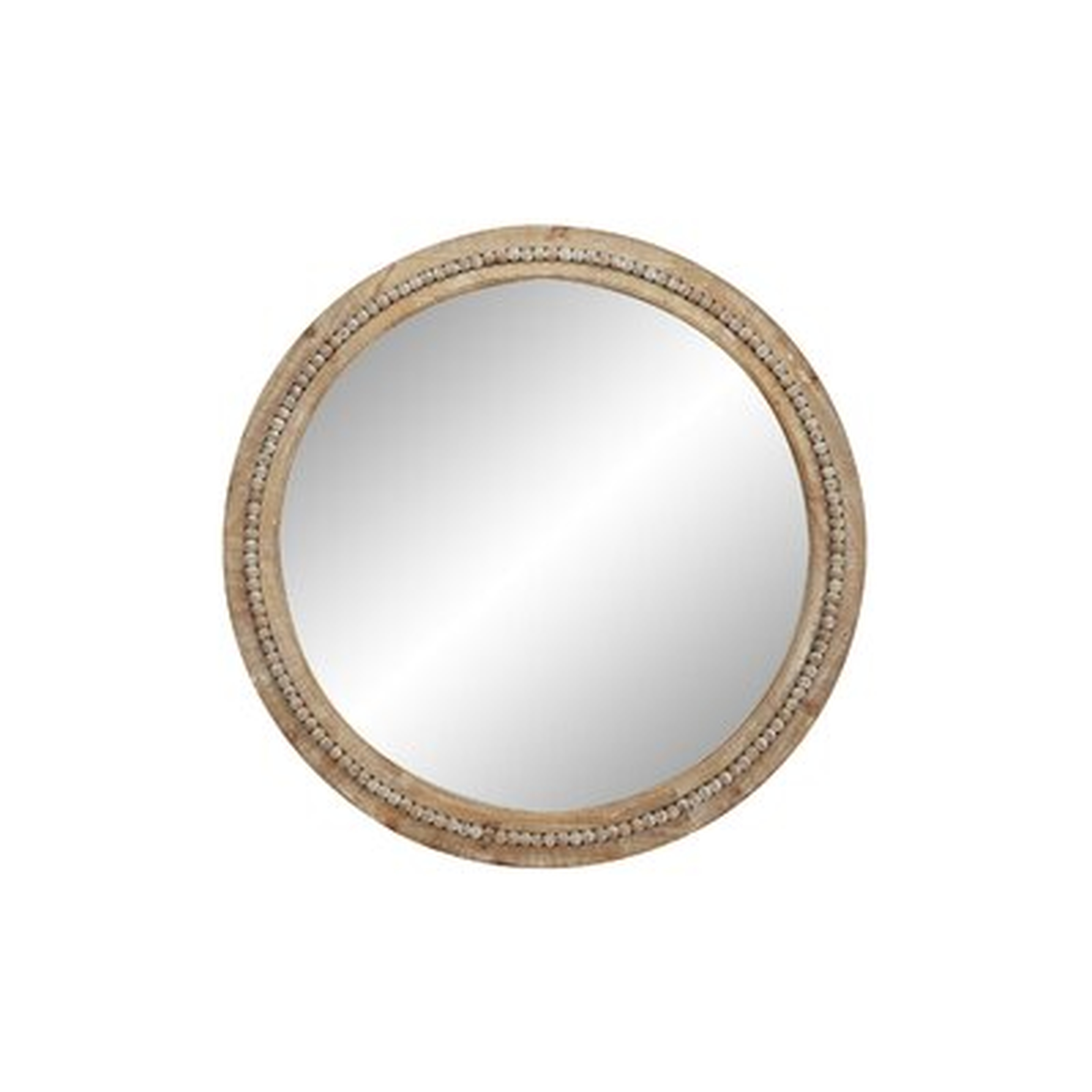 Oakton 36" Large Round Natural Wood Wall Mirror with Decorative Wood Beads - Wayfair
