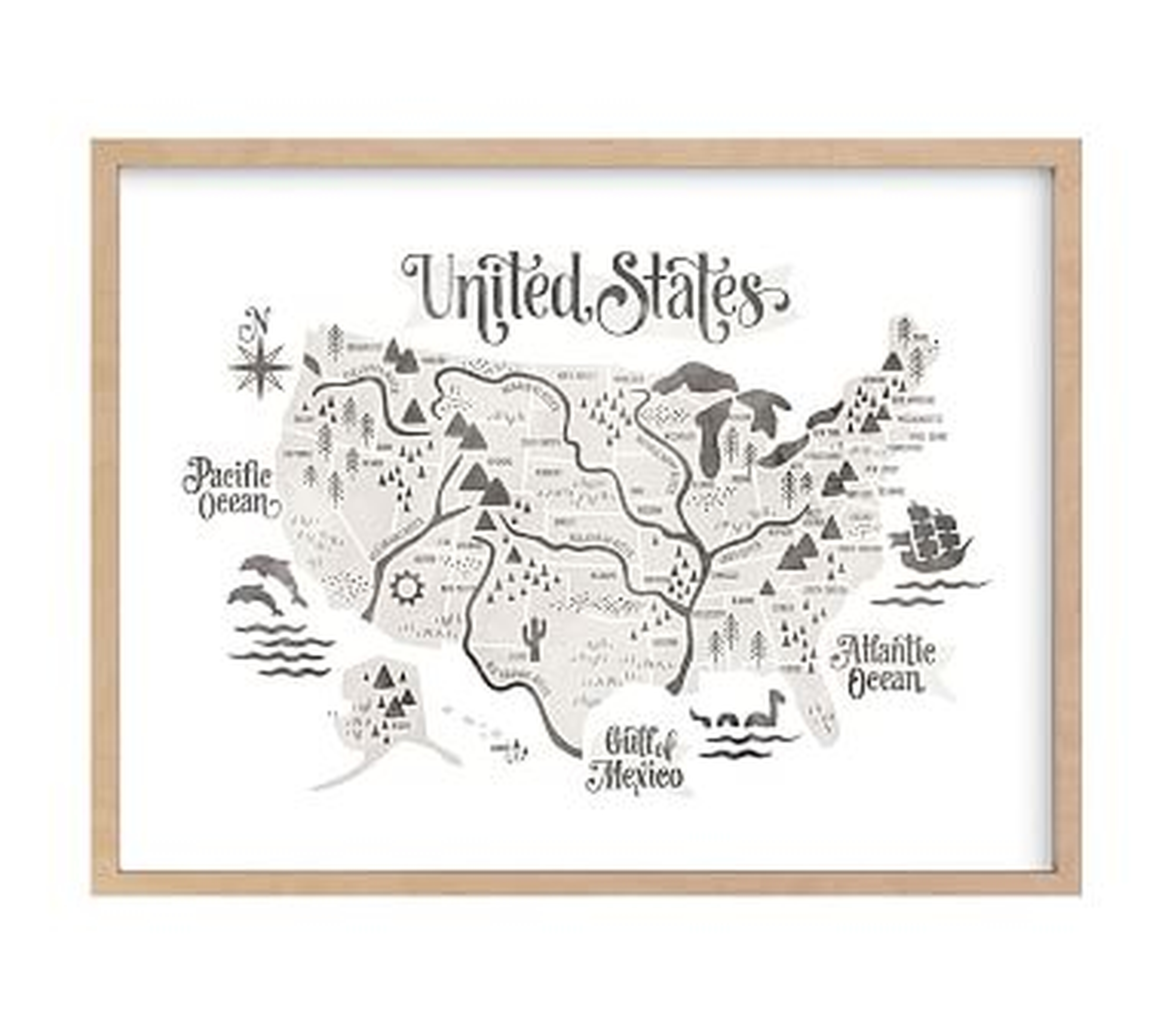 Pirate Map Wall Art by Minted(R), Natural, 40x30 - Pottery Barn Kids