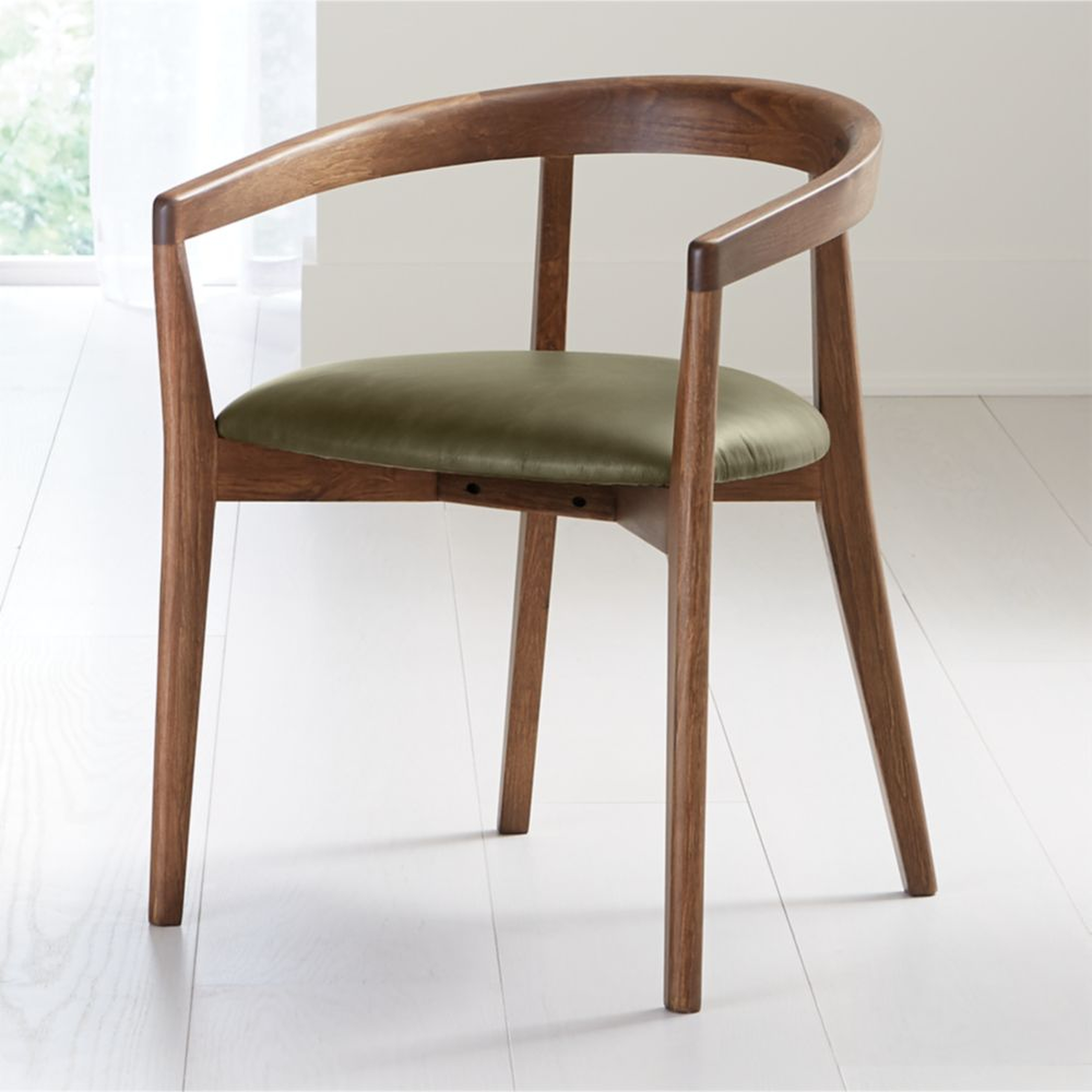 Cullen Shiitake Olive Round Back Dining Chair - Crate and Barrel