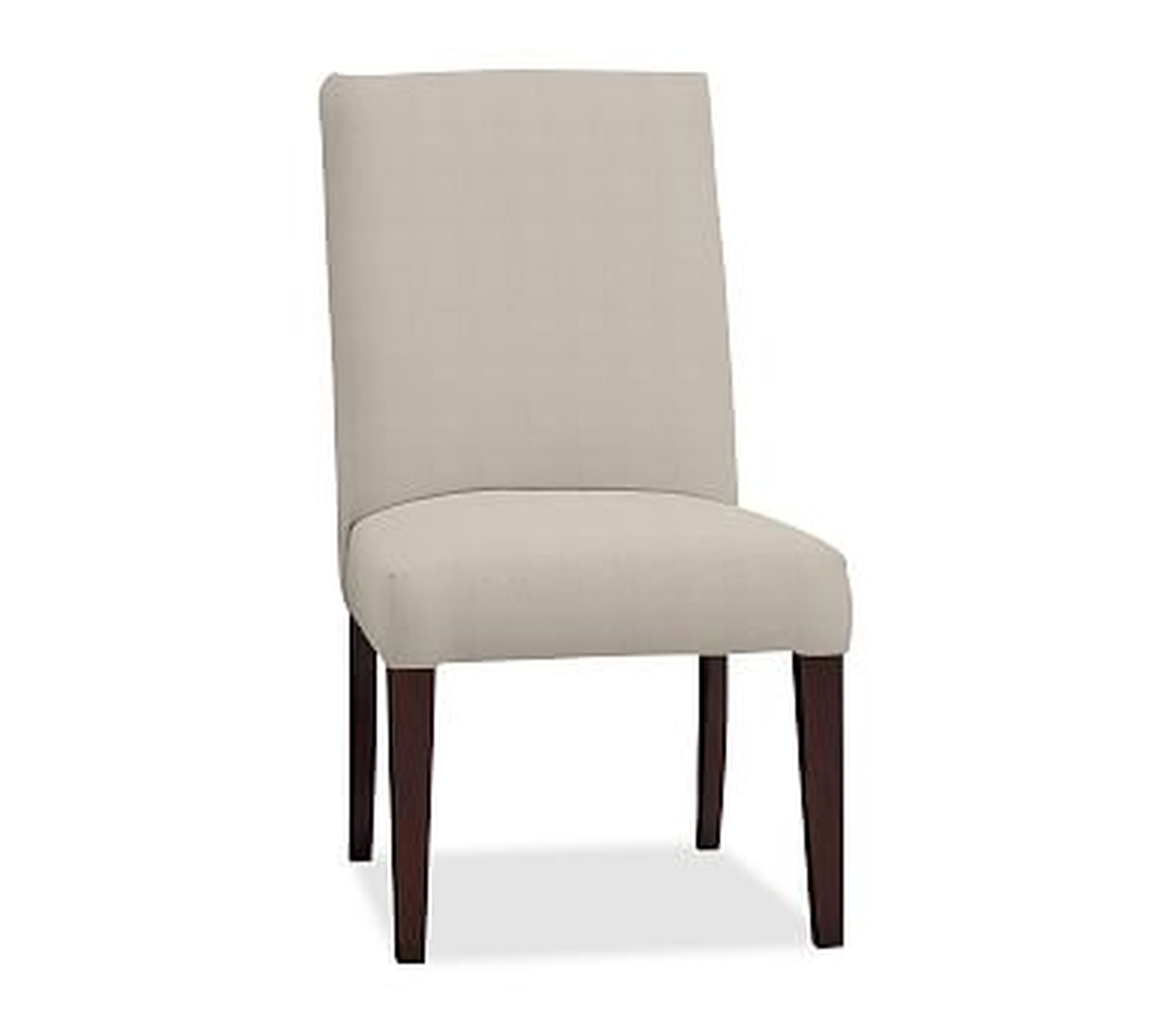 PB Comfort Square Upholstered Dining Side Chair, Brushed Crossweave Natural, Espresso Leg - Pottery Barn