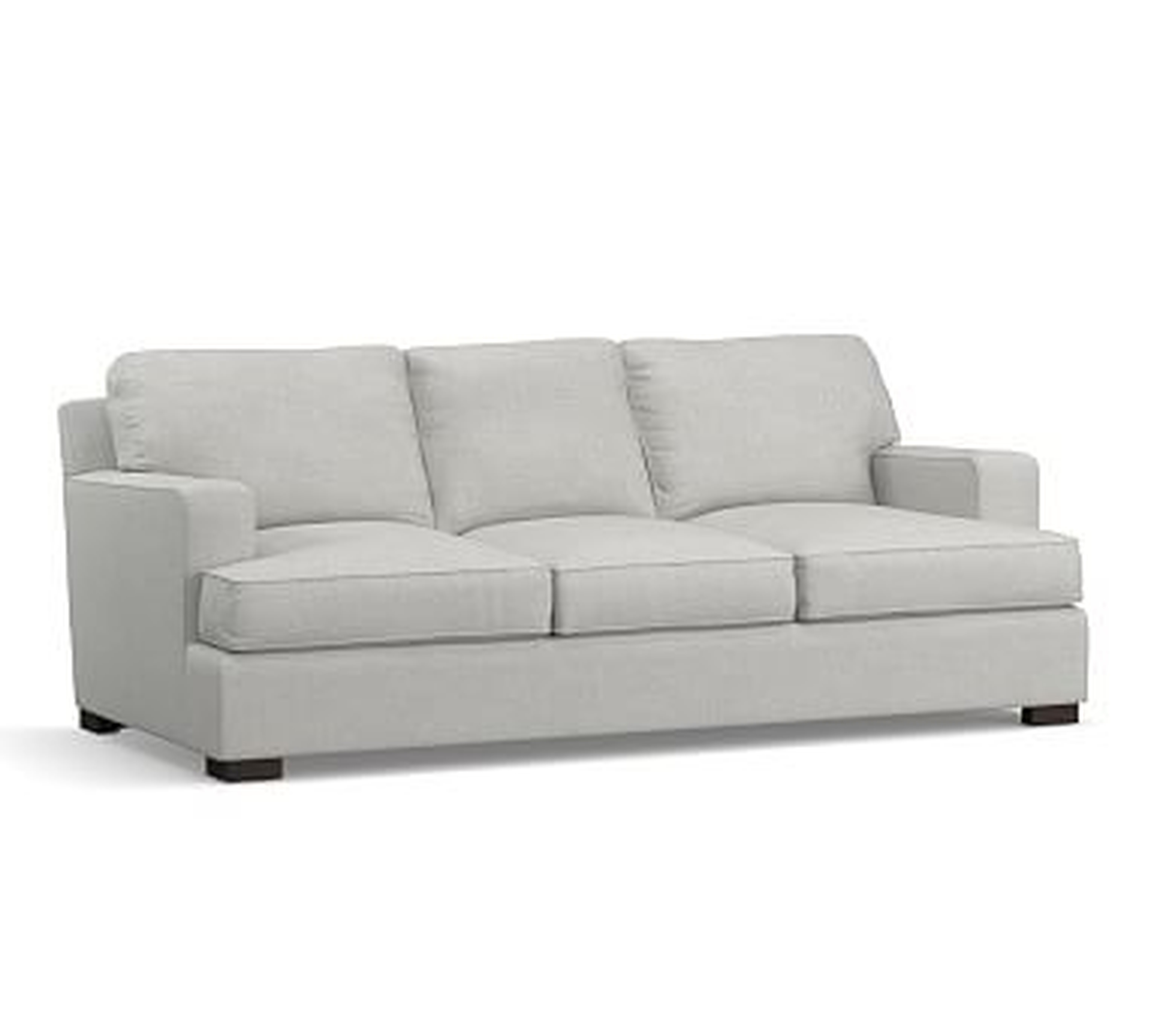 Townsend Square Arm Upholstered Sofa 86.5", Polyester Wrapped Cushions, Basketweave Slub Ash - Pottery Barn