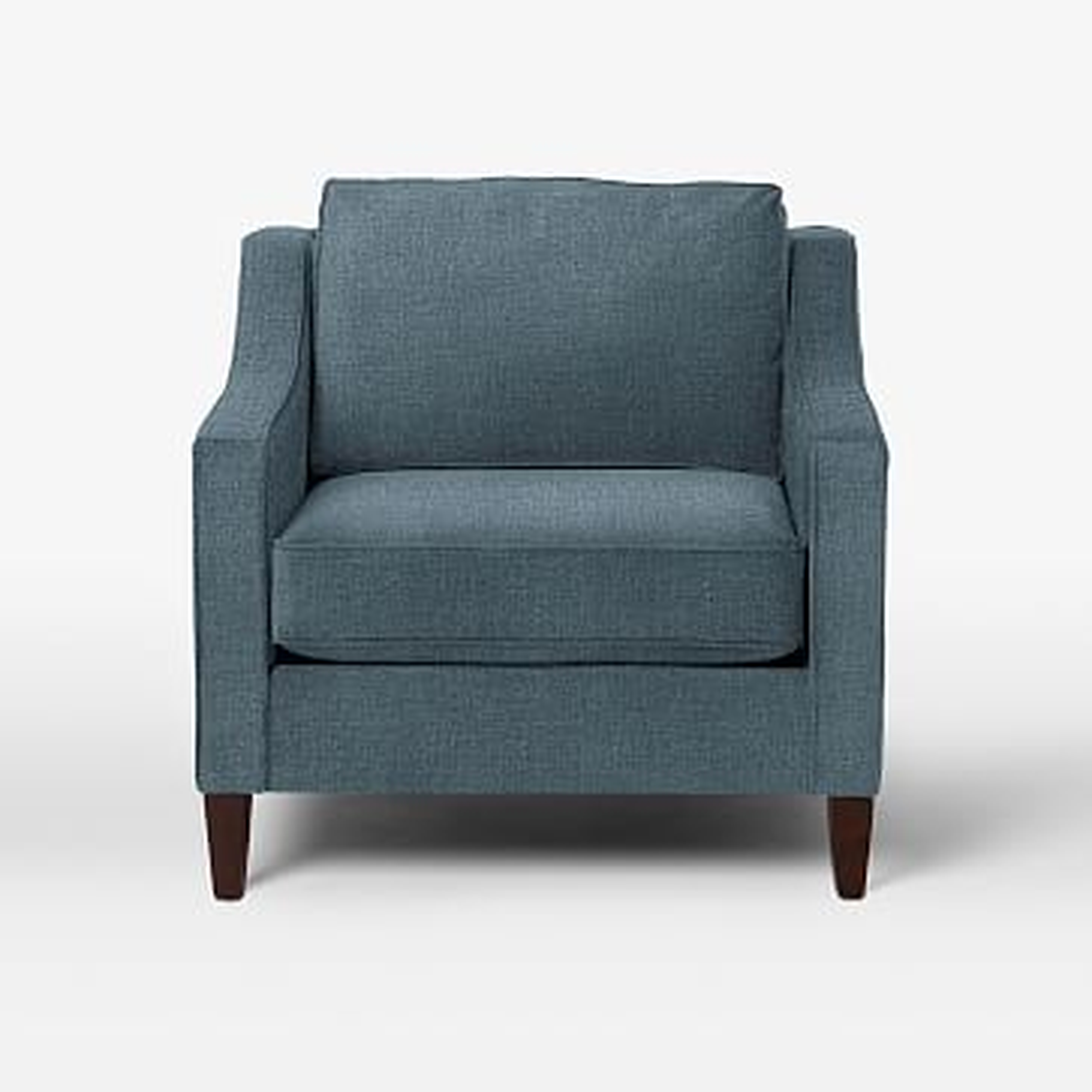 Paidge Chair, Poly, Linen Weave, Regal Blue, Taper Chocolate - West Elm