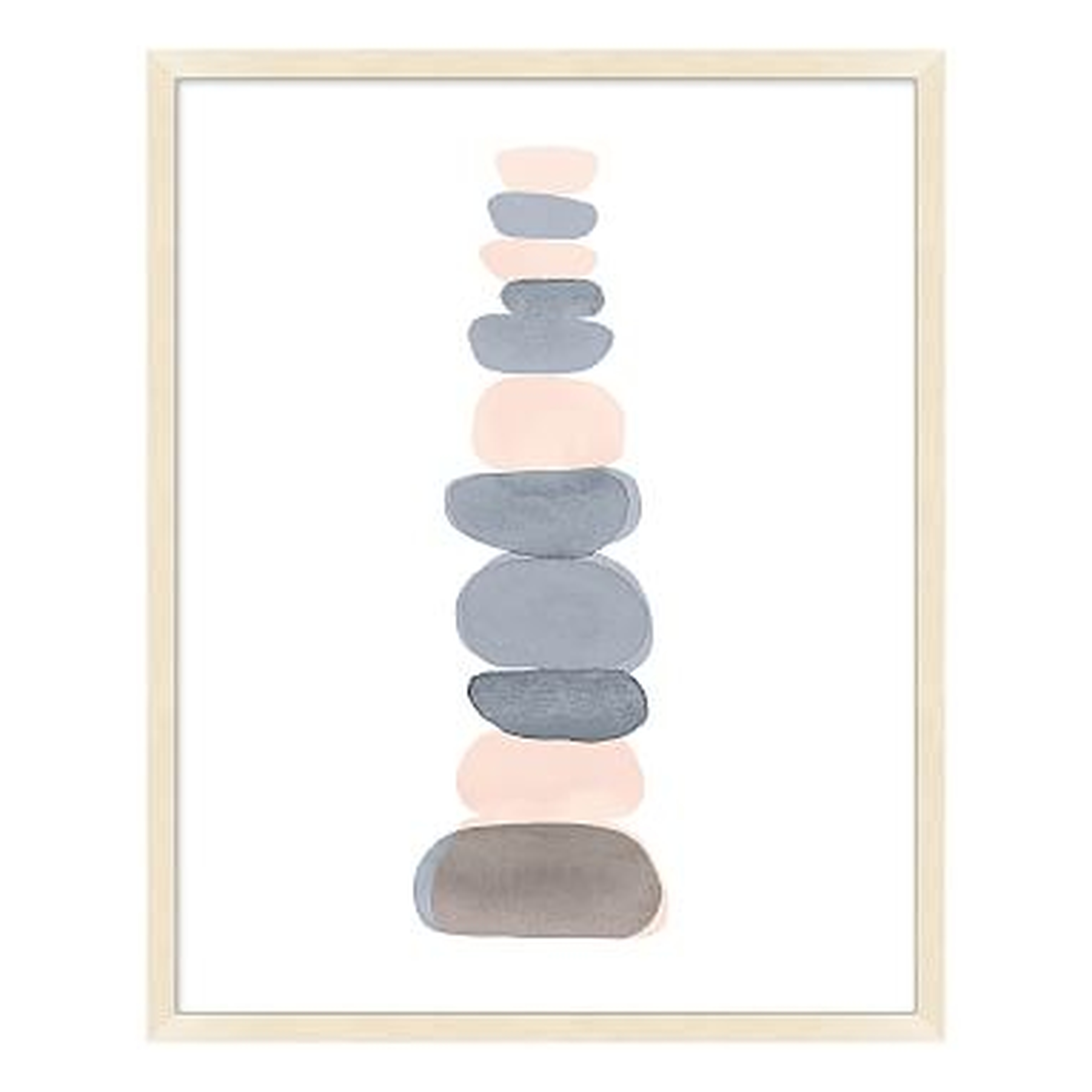 Blush and Gray Stacking Stones Framed Art, Natural Frame, 20"x25" - Pottery Barn Teen