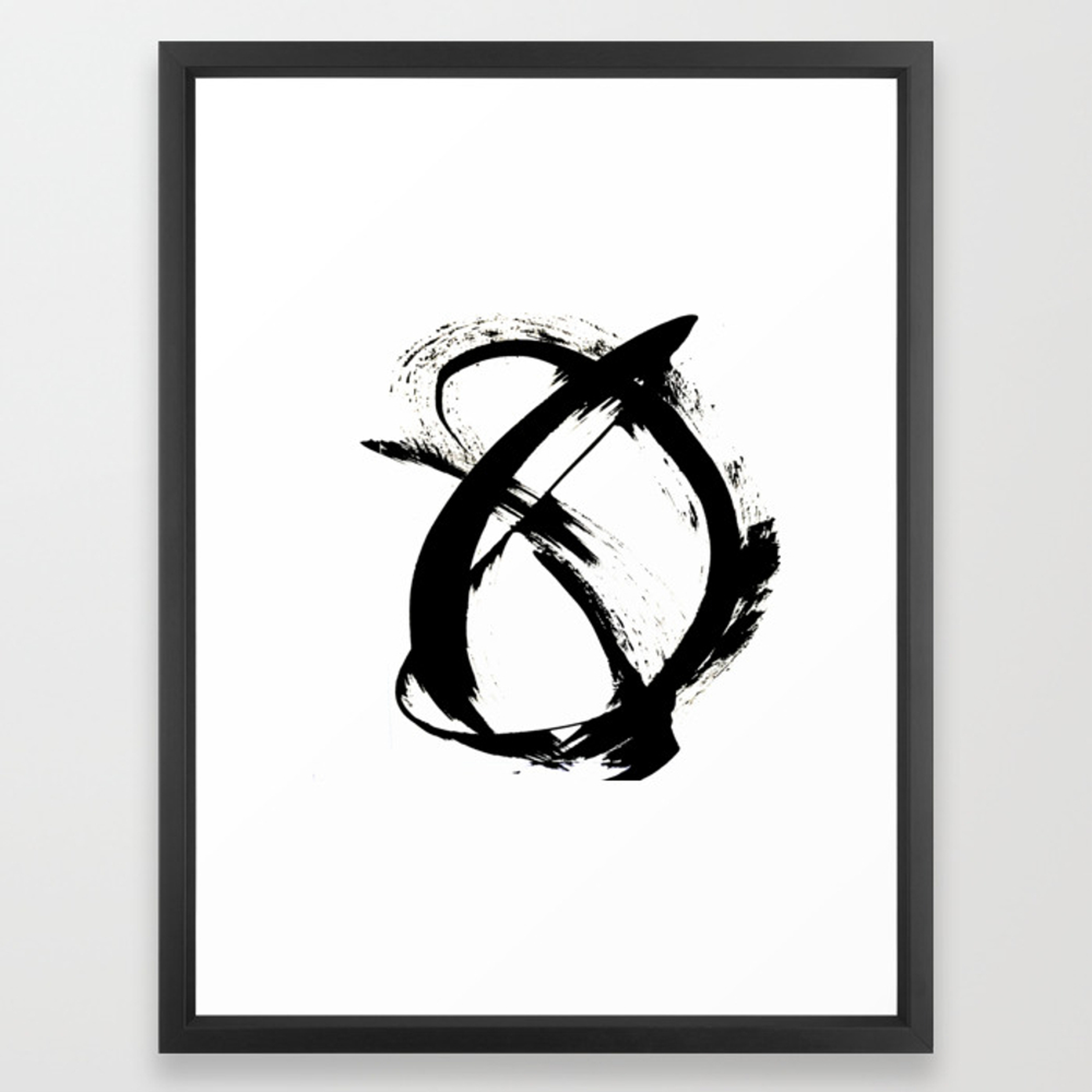 Brushstroke [7]: a minimal, abstract piece in black and white Framed Art Print by Blushingbrushstudio - Society6
