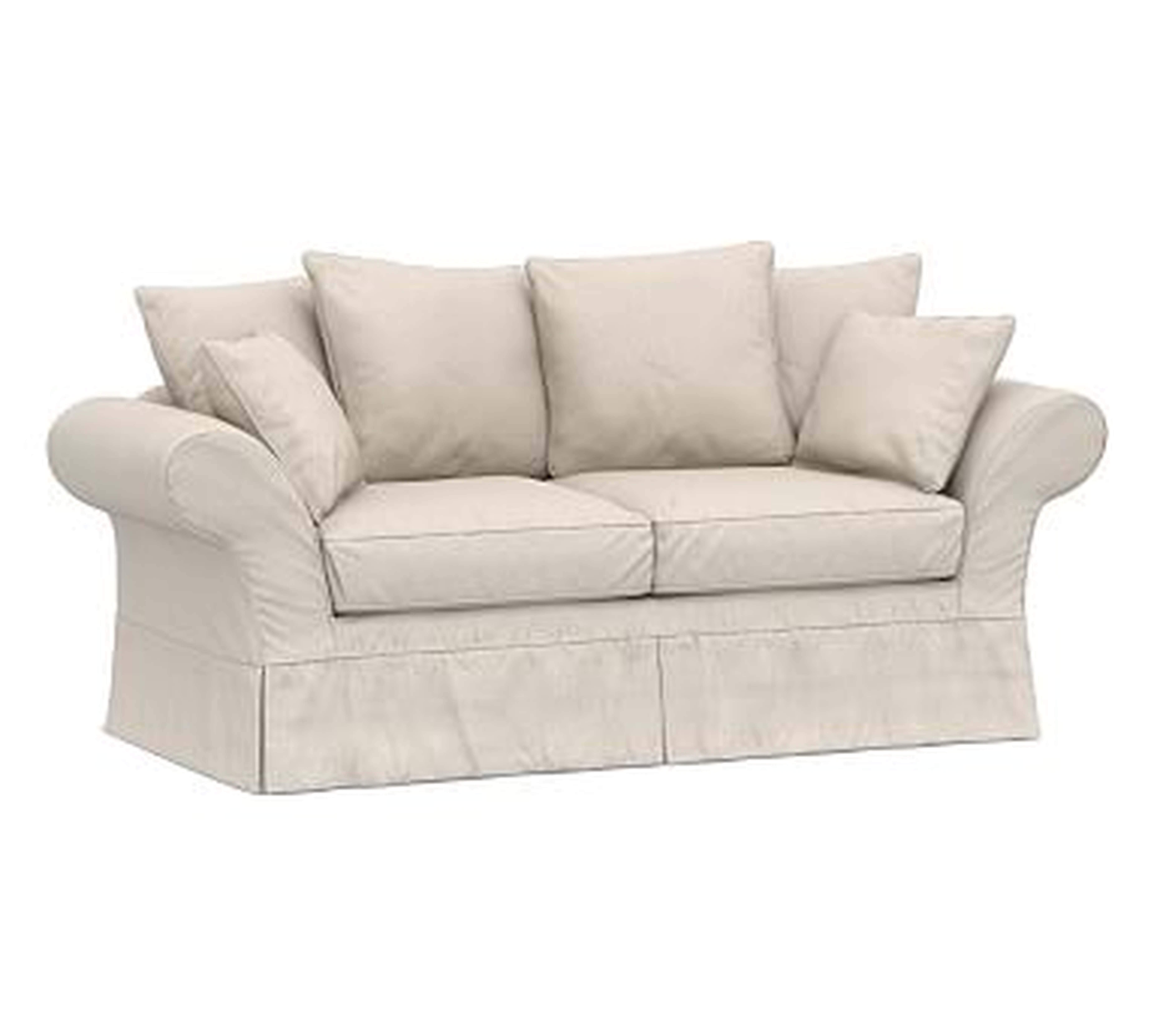 Charleston Slipcovered Sofa 86", Polyester Wrapped Cushions, Raw Slub Cotton Oatmeal - Pottery Barn