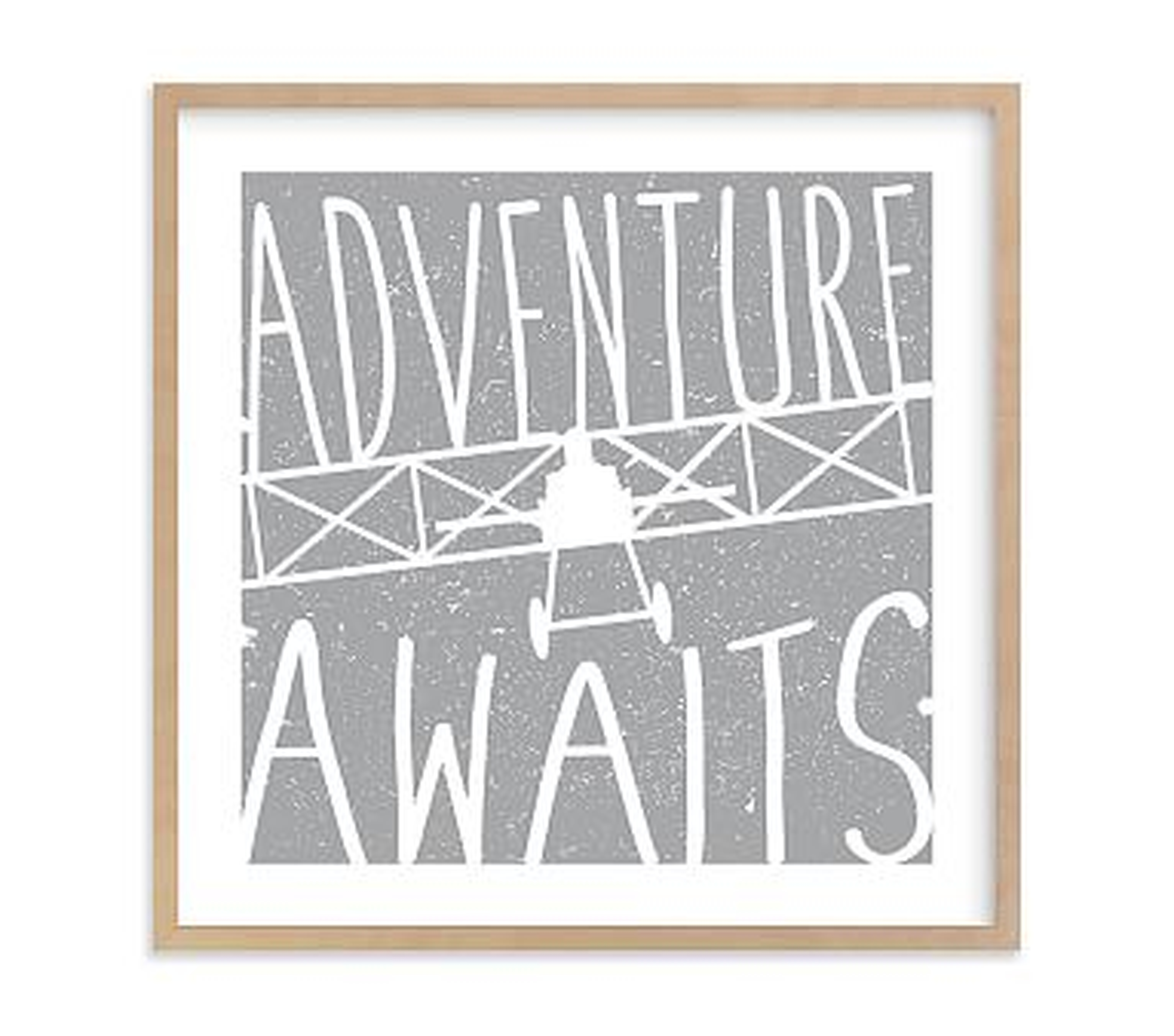 Adventure Awaits Vintage Airplane Wall Art by Minted(R), 24x24, Natural - Pottery Barn Kids
