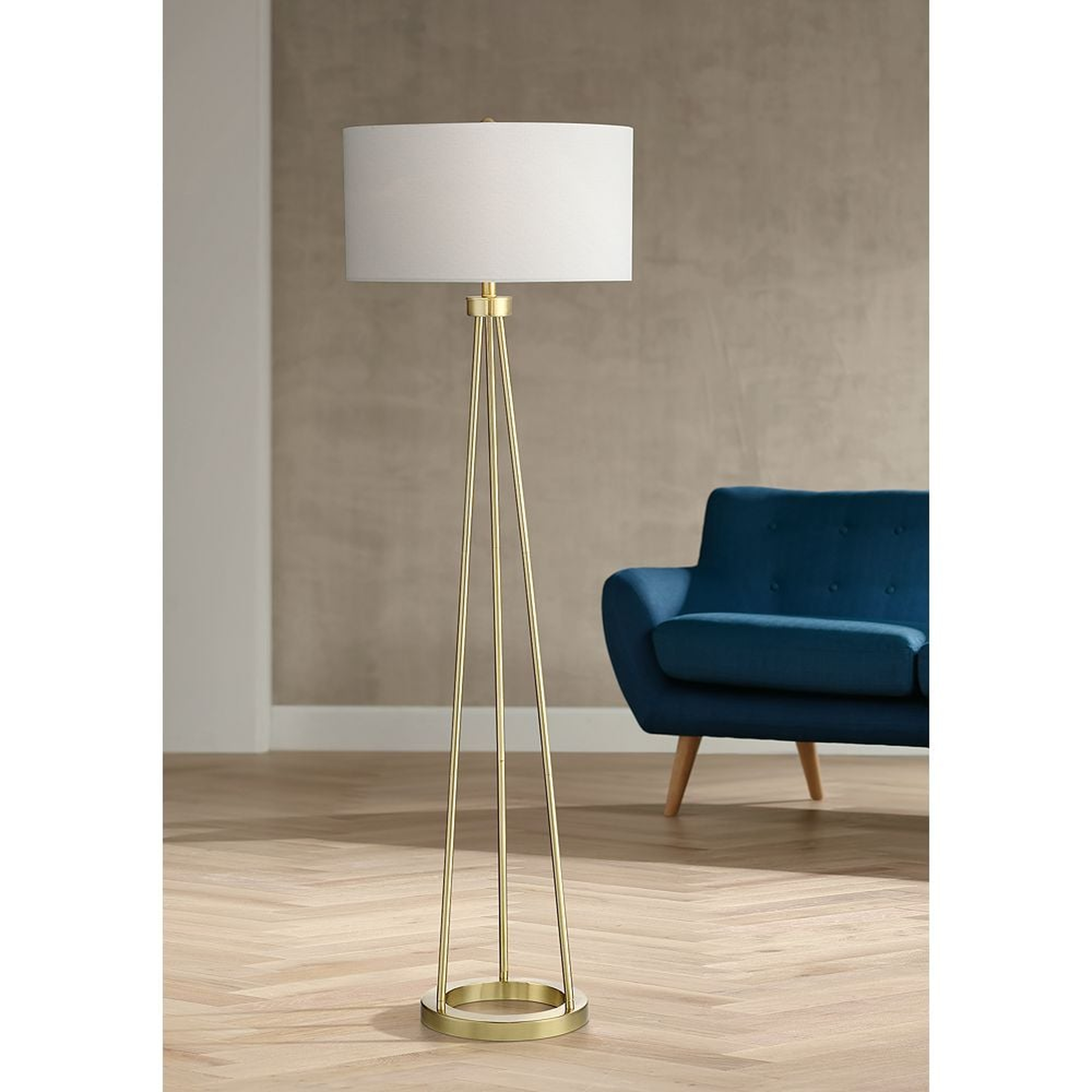 Saxony Brushed Brass Tripod Floor Lamp - Style # 56G91 - Lamps Plus