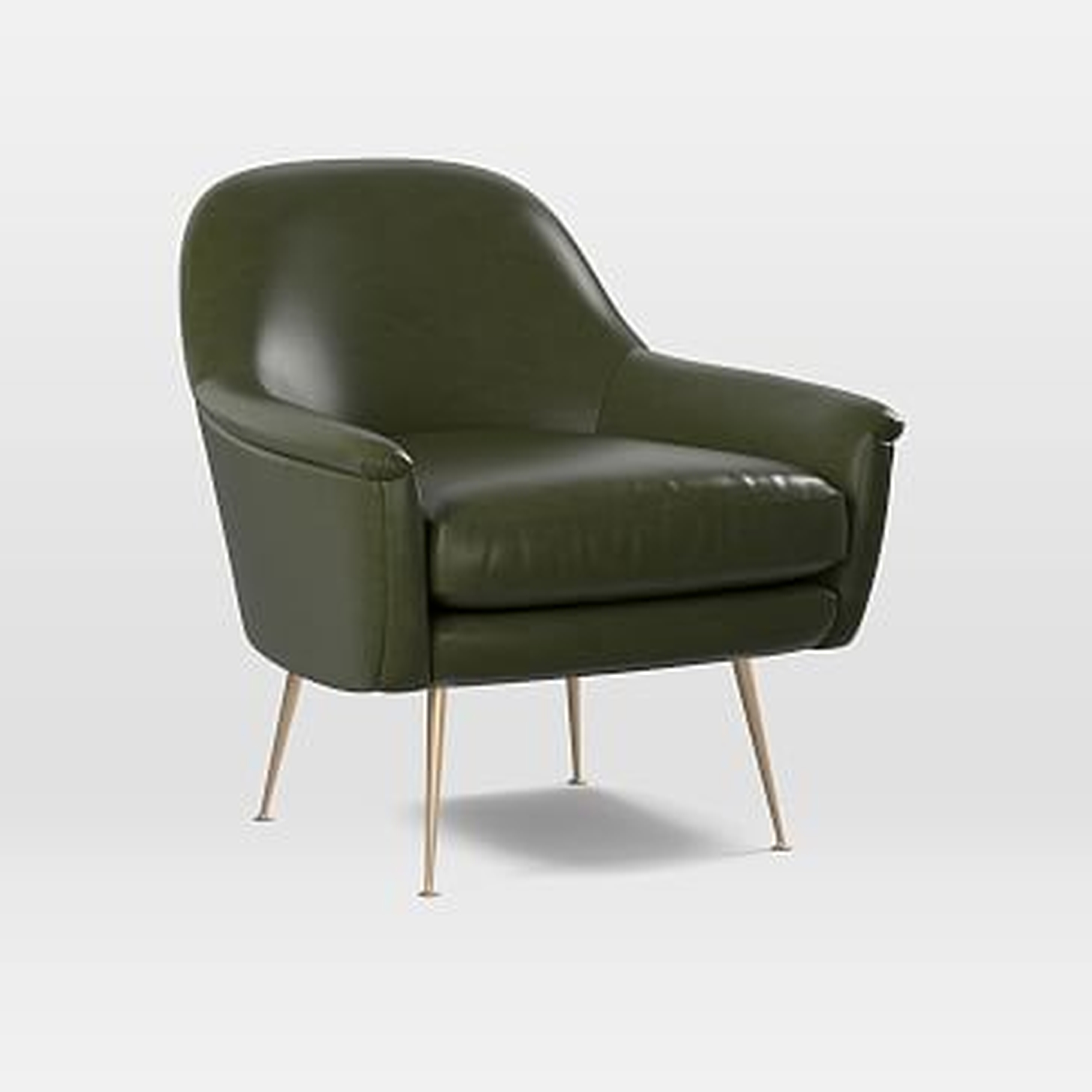 Phoebe Chair, Heritage Leather, Verdant, Brass - West Elm