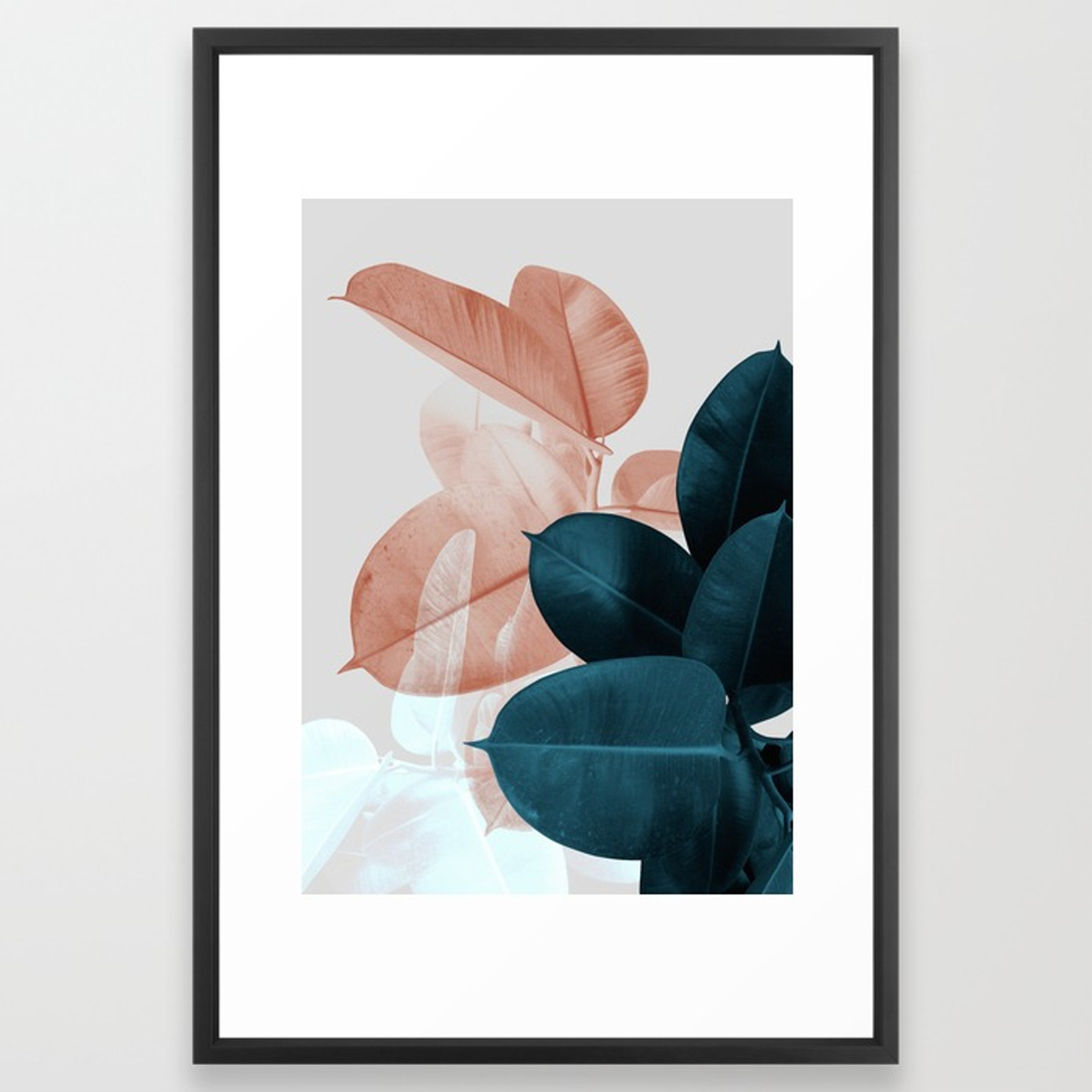 Blush & Blue Leaves Framed Art Print by Printsproject - Society6