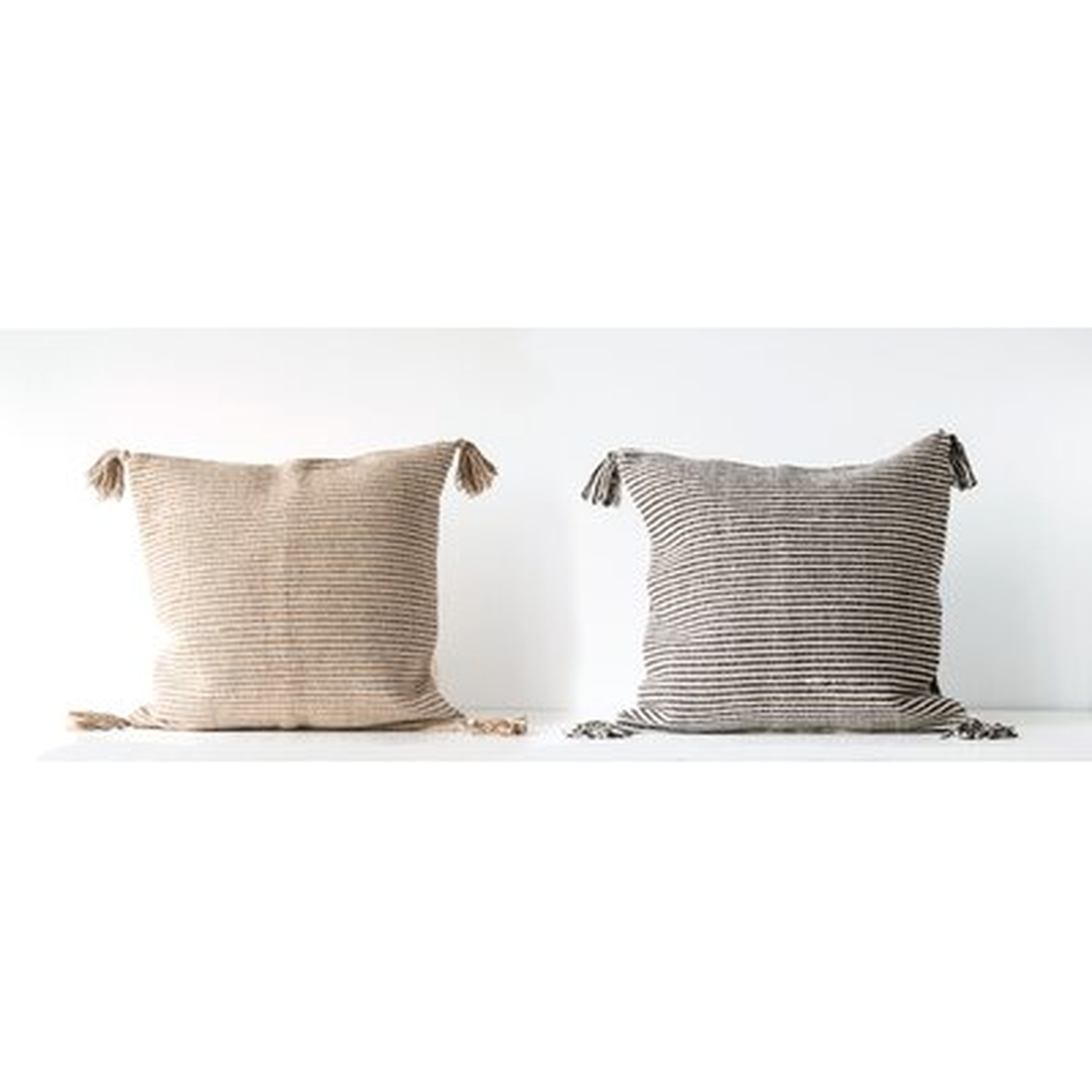 Janousek Striped Woven with Tassels Cotton Throw Pillow (set of 2) - Wayfair