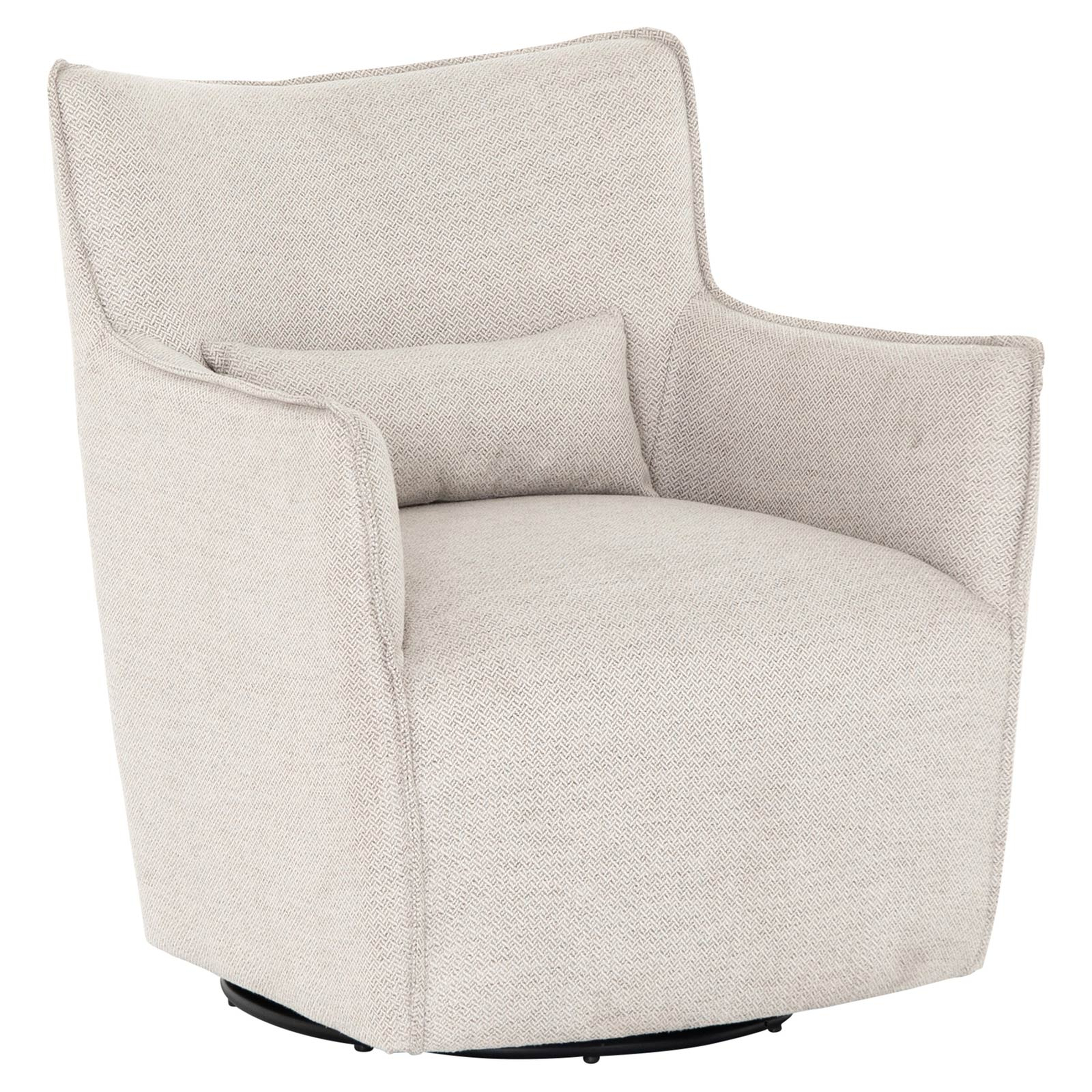 Kendrick Modern Classic Grey Upholstered Swivel Occasional Chair - Kathy Kuo Home