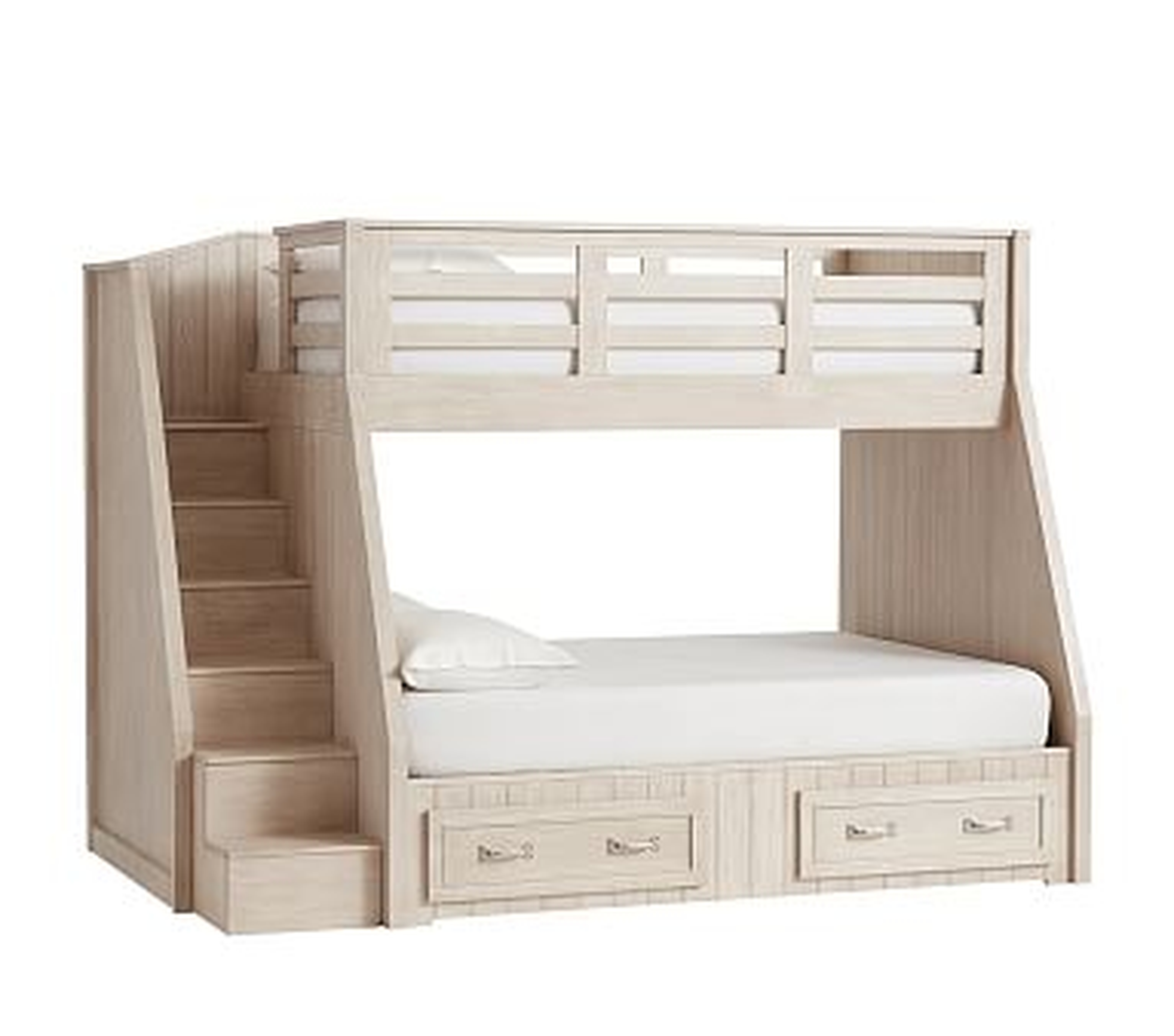 Belden Twin over Full Stairloft Bunk, Weathered White, Flat Rate - Pottery Barn Kids
